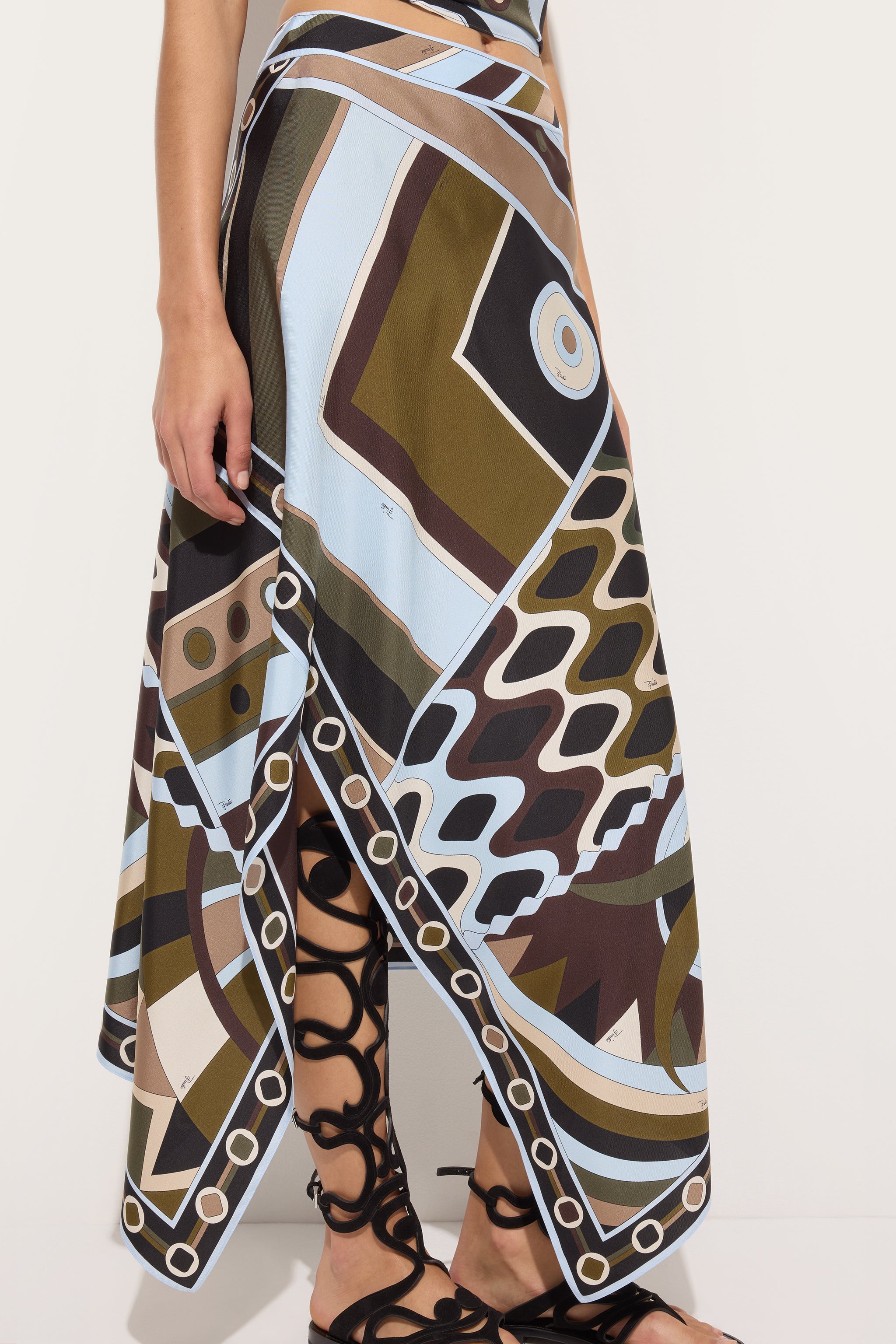 Emilio Pucci Skirts Vivara jupe soie kaki bleu