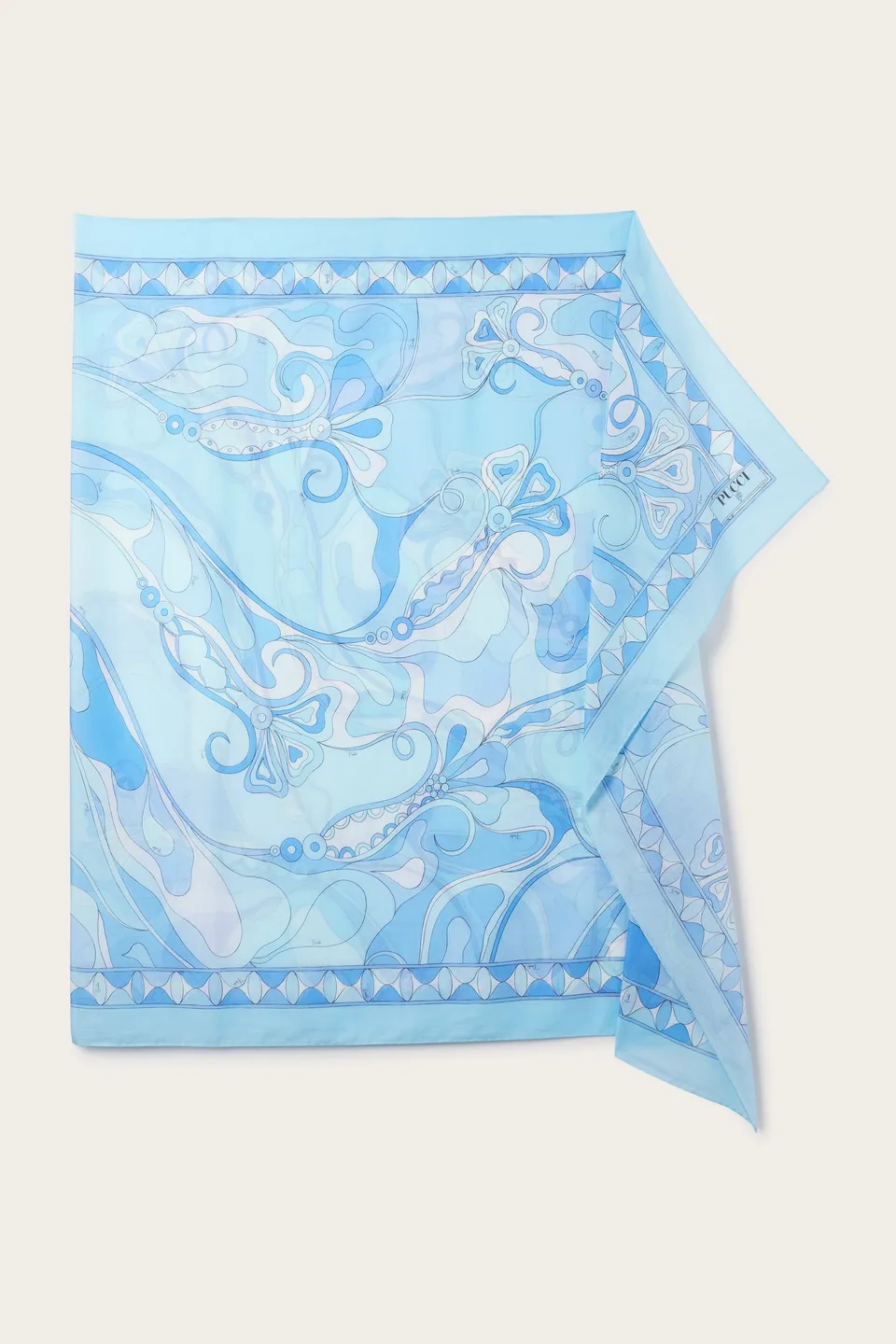 Emilio Pucci Sarong Orchidee paréo bleu clair OS