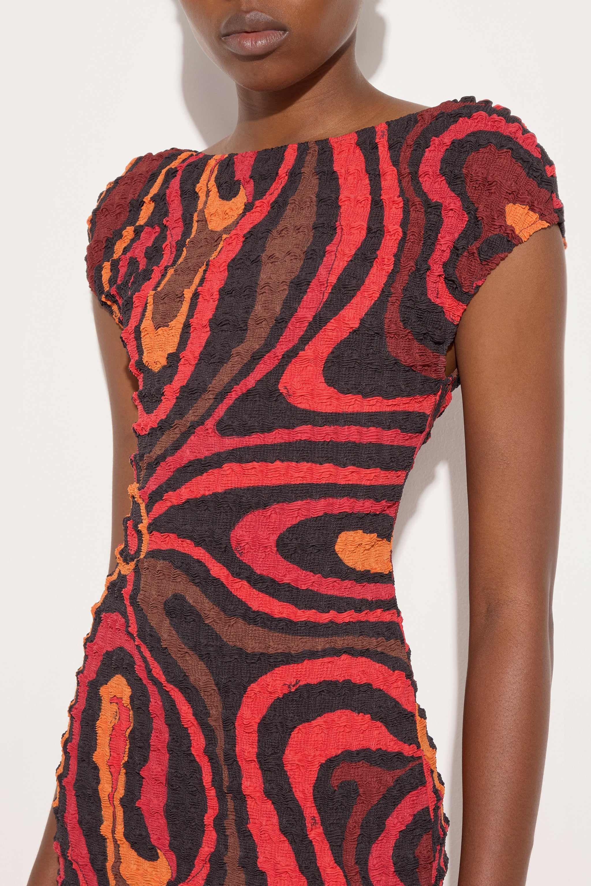 Emilio Pucci Abito Shibori robe courte orange/noir marbre