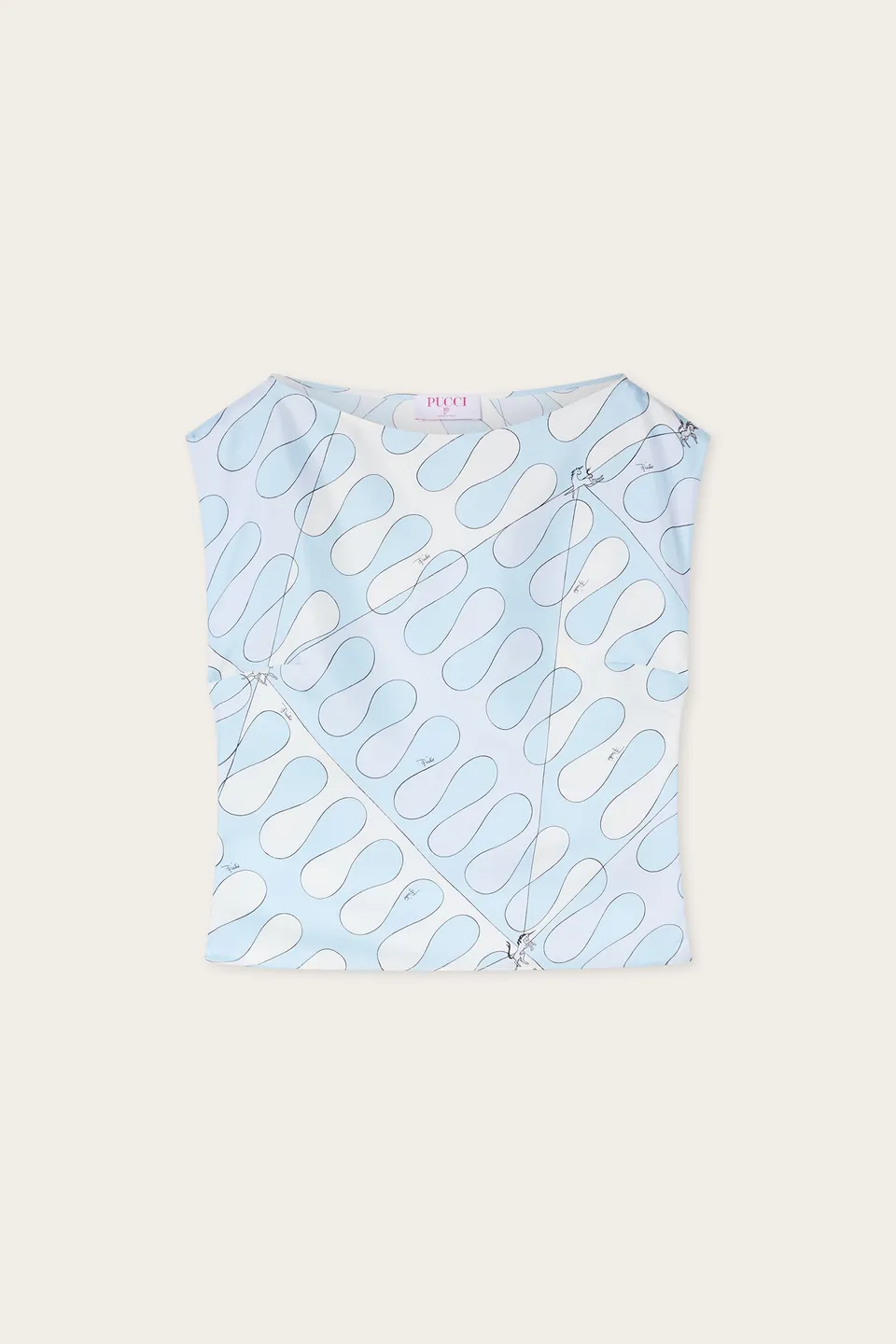 Emilio Pucci Leocorno top en soie bleu clair