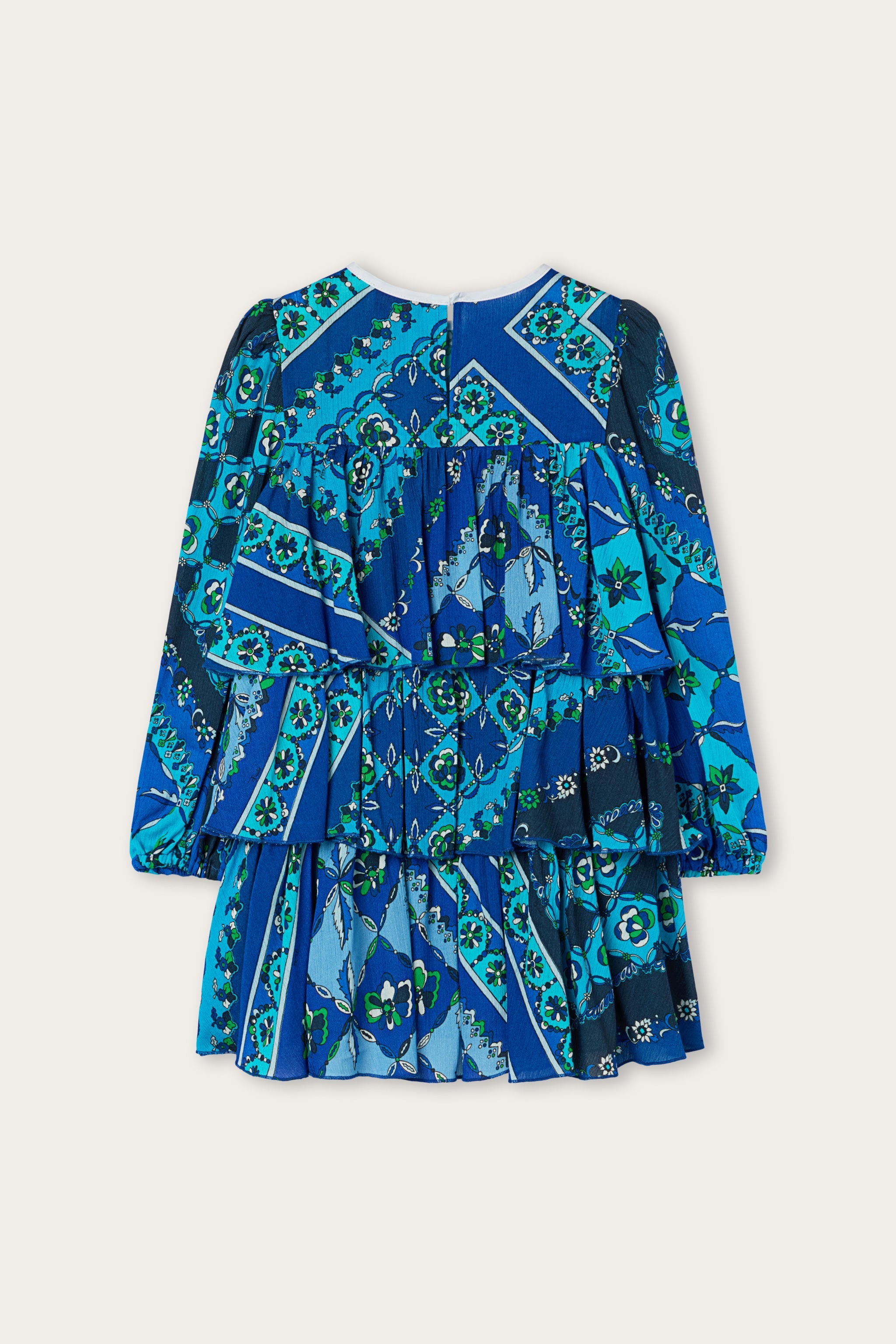 Emilio Pucci Festa robe fille bleue viscose volants 4-14Y