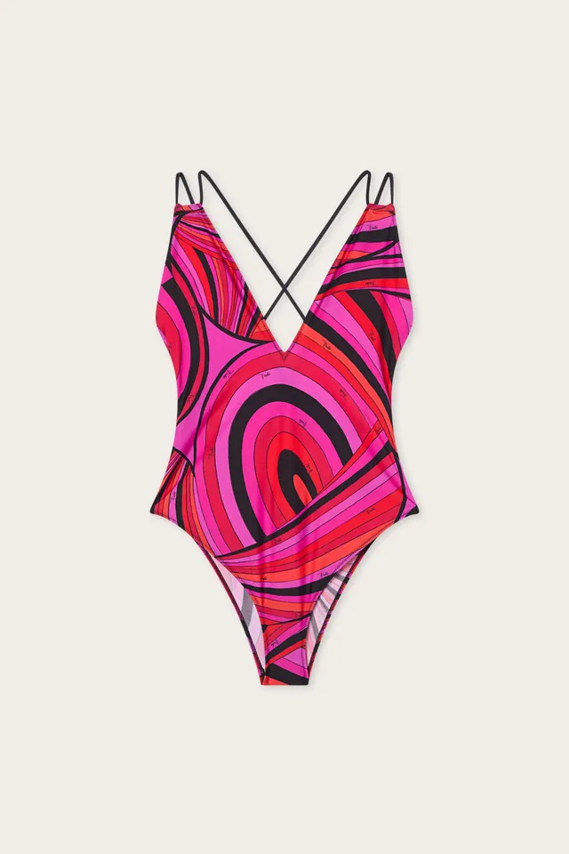 Emilio Pucci Iride maillot 1 pièce fuchsia lycra