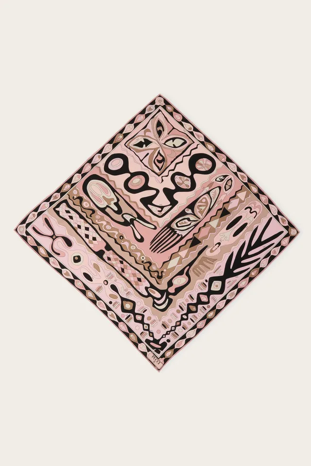 Emilio Pucci Silks Foulard Angoli carré soie nude 90x90