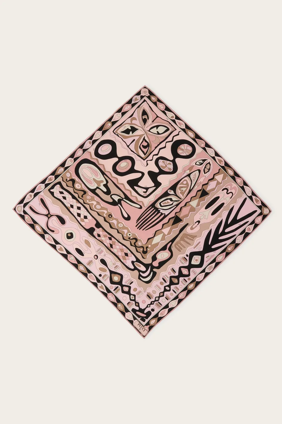 Emilio Pucci Silks Foulard Angoli carré soie nude 90x90