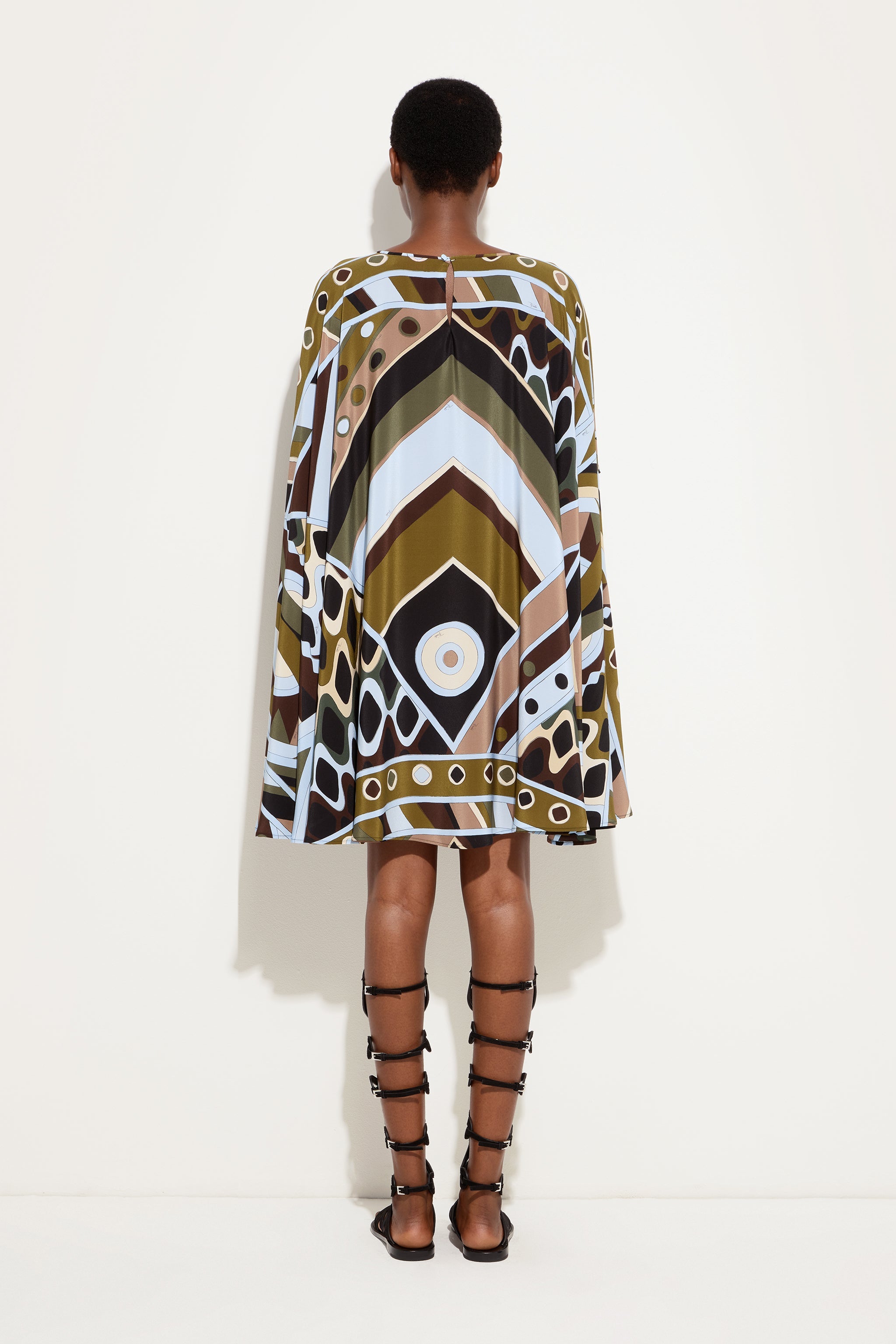 Emilio Pucci Kaftans caftan soie Vivara kaki bleu