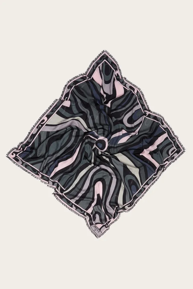 Emilio Pucci Marmo pashmina noir rose 120x120