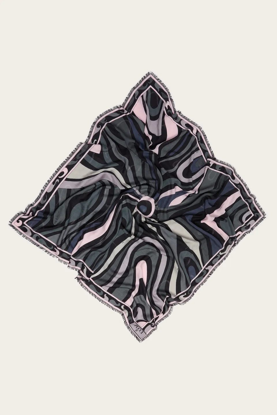 Emilio Pucci Marmo pashmina noir rose 120x120