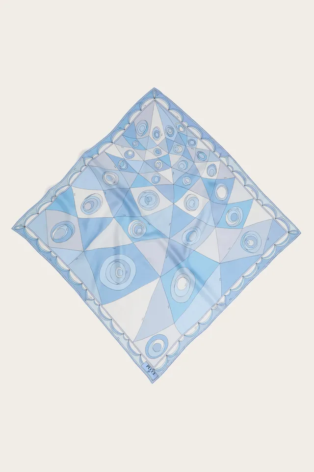 Emilio Pucci Occhi foulard soie bleu rose 90x90