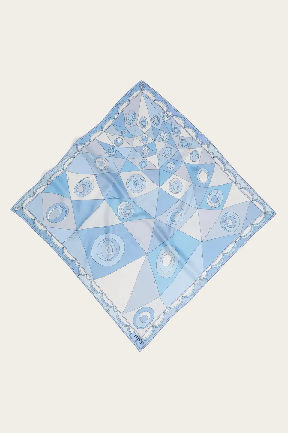 Emilio Pucci Occhi foulard soie bleu rose 90x90
