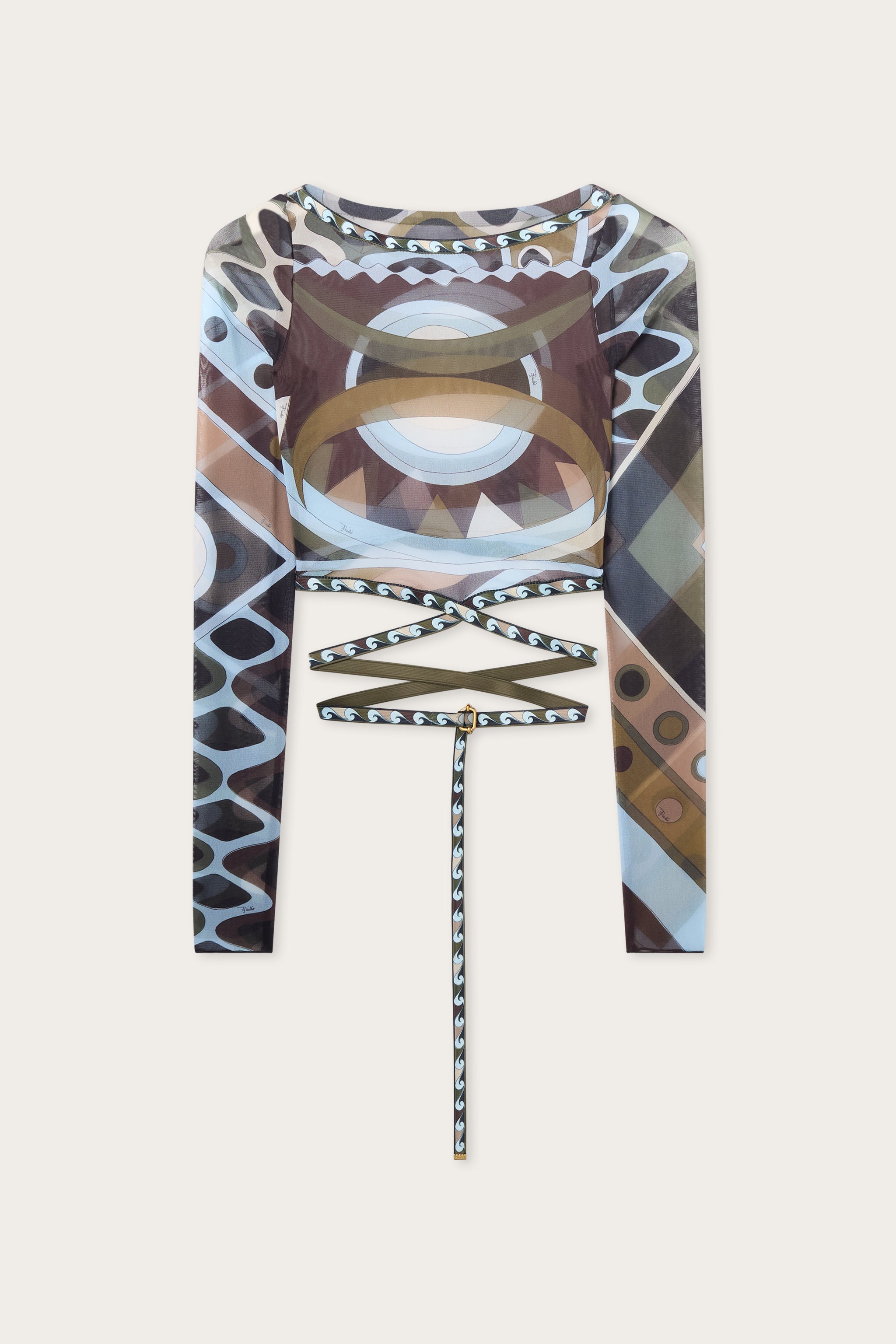 Emilio Pucci Crop Top Vivara tulle kaki/bleu