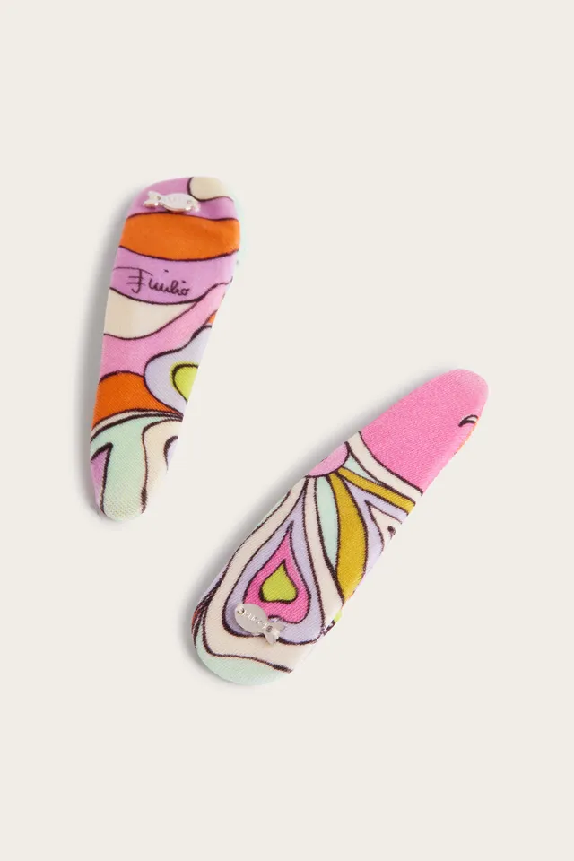 Emilio Pucci Orchidee Set 2 barrettes multicolore OS
