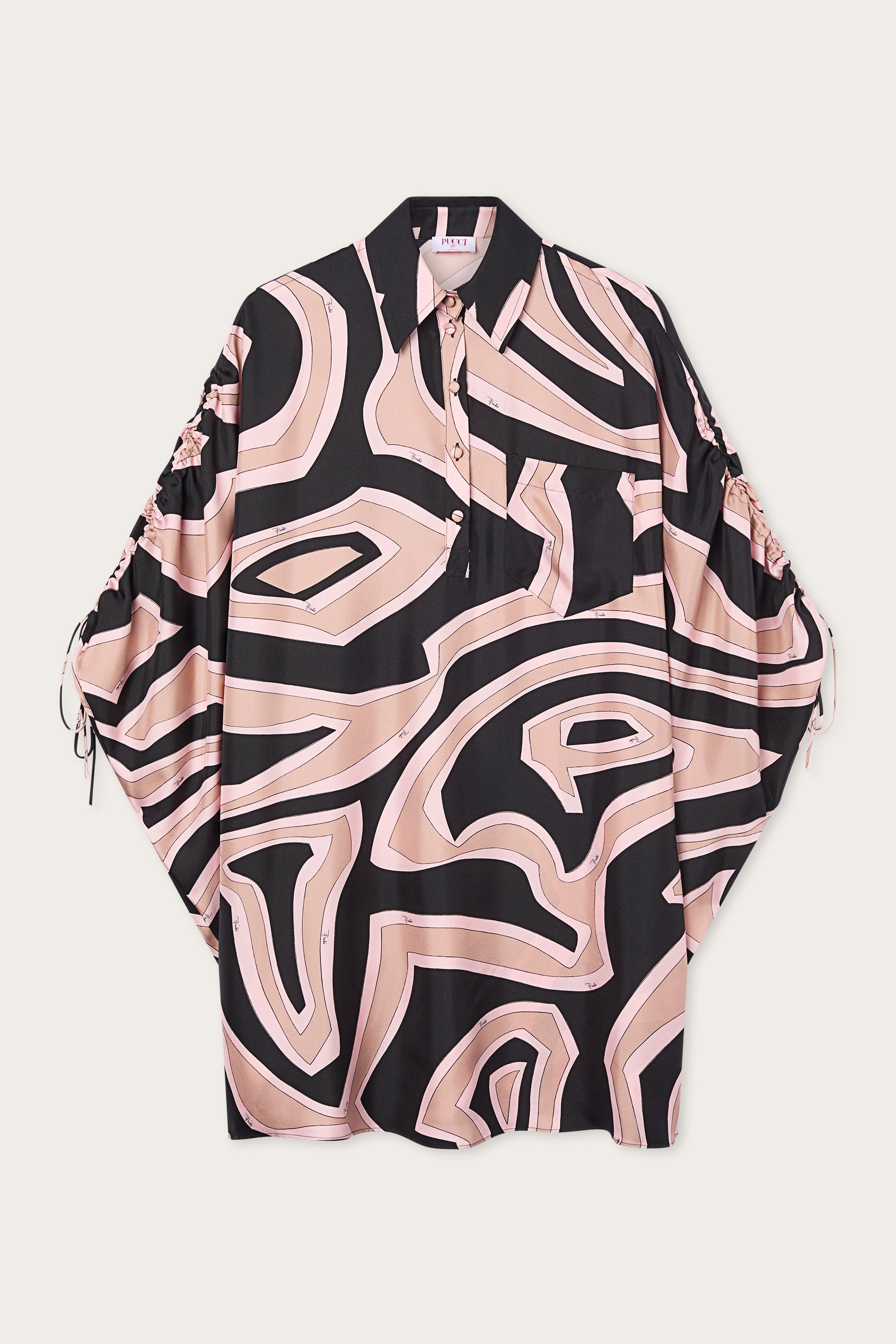 Emilio Pucci Kaftan Caftan Nude soie imprimé Labirinto