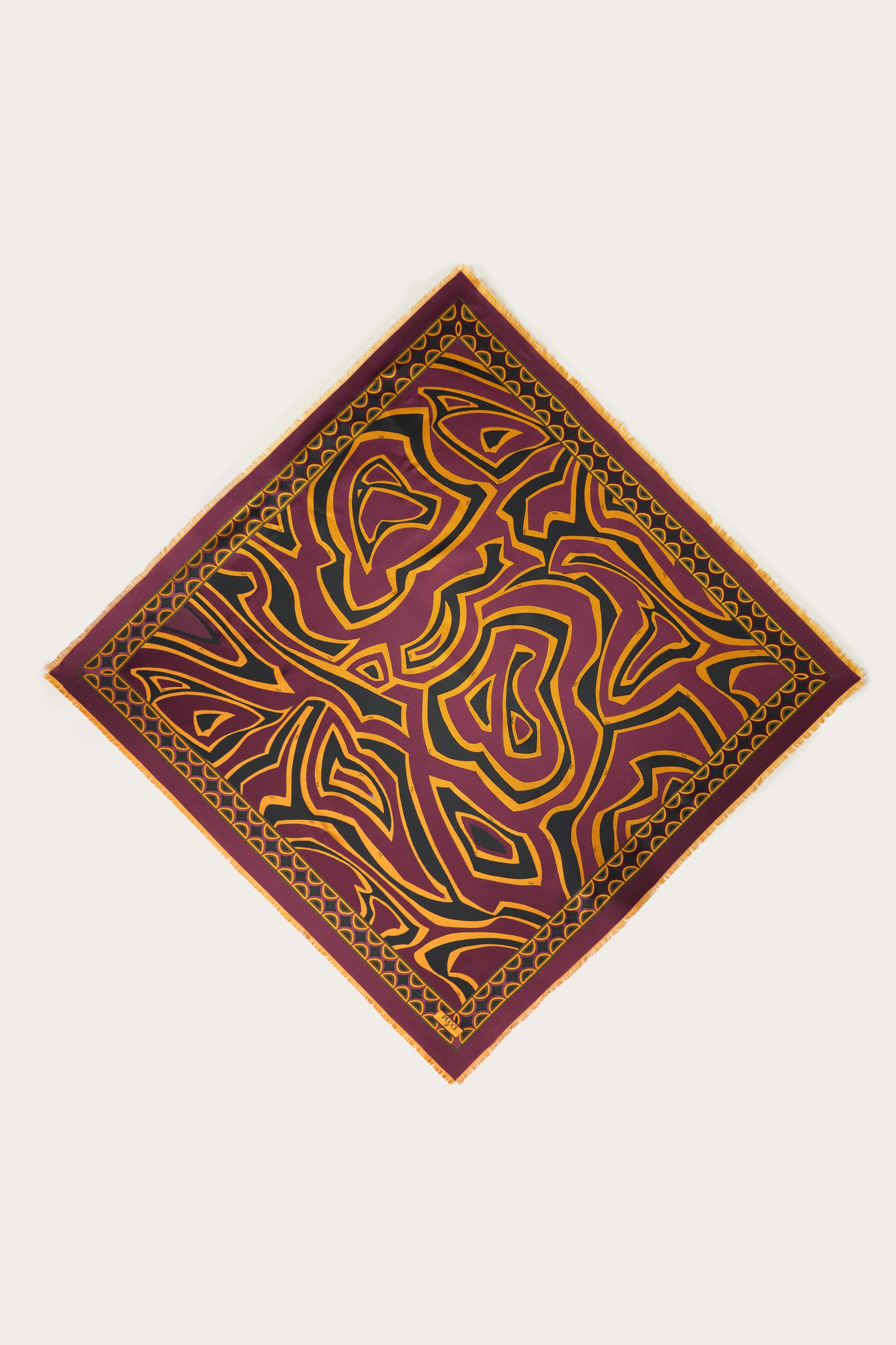 Emilio Pucci Labirinto châle laine soie bordeaux or 140