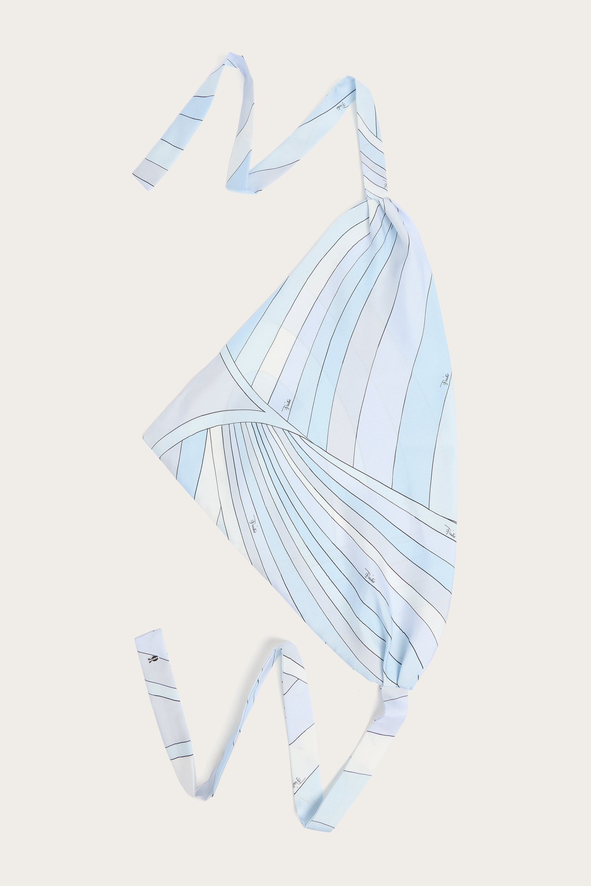 Emilio Pucci Iride bandana soie bleu clair cheveux