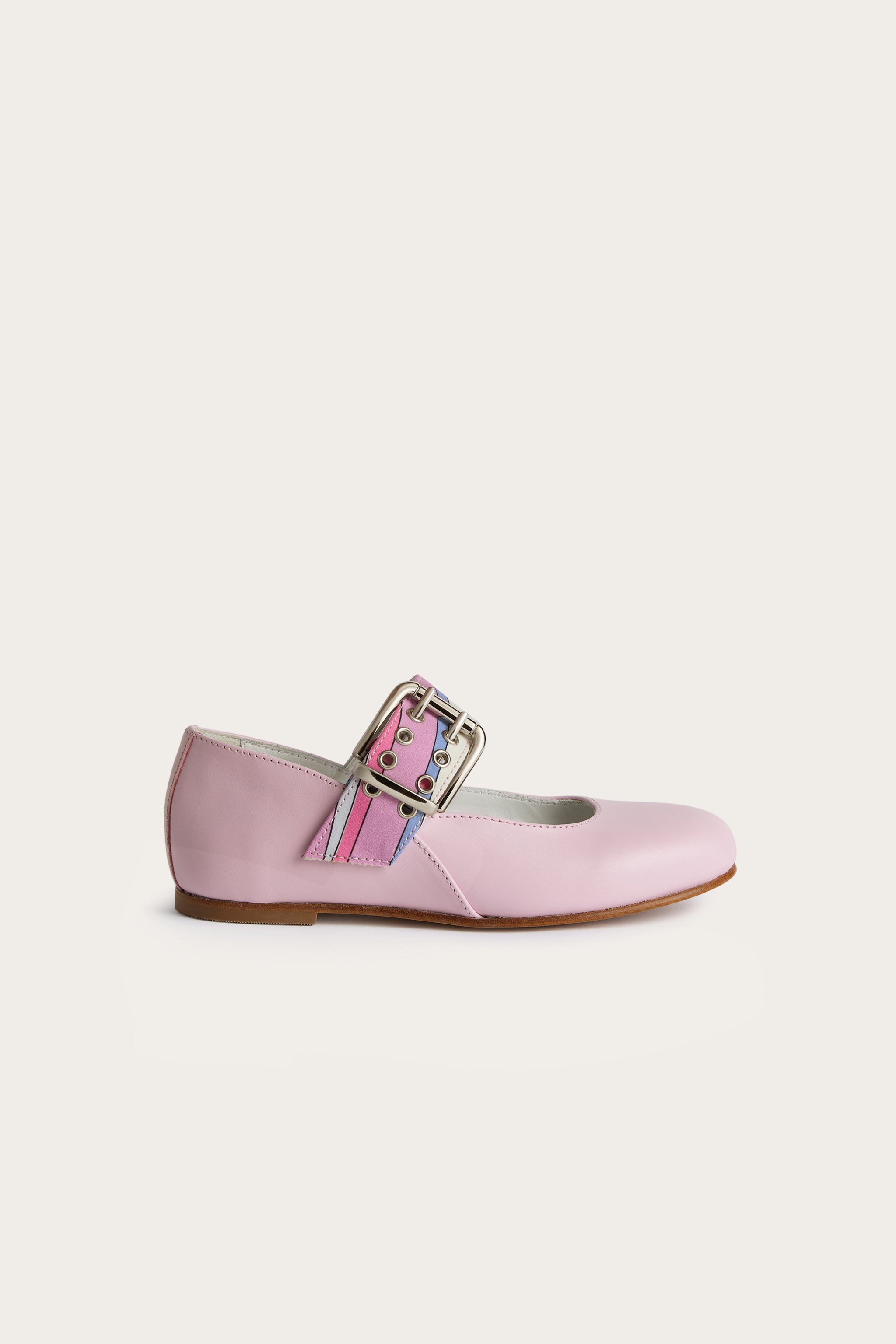Emilio Pucci Ballerine Fille Cuir Rose Prune Bride