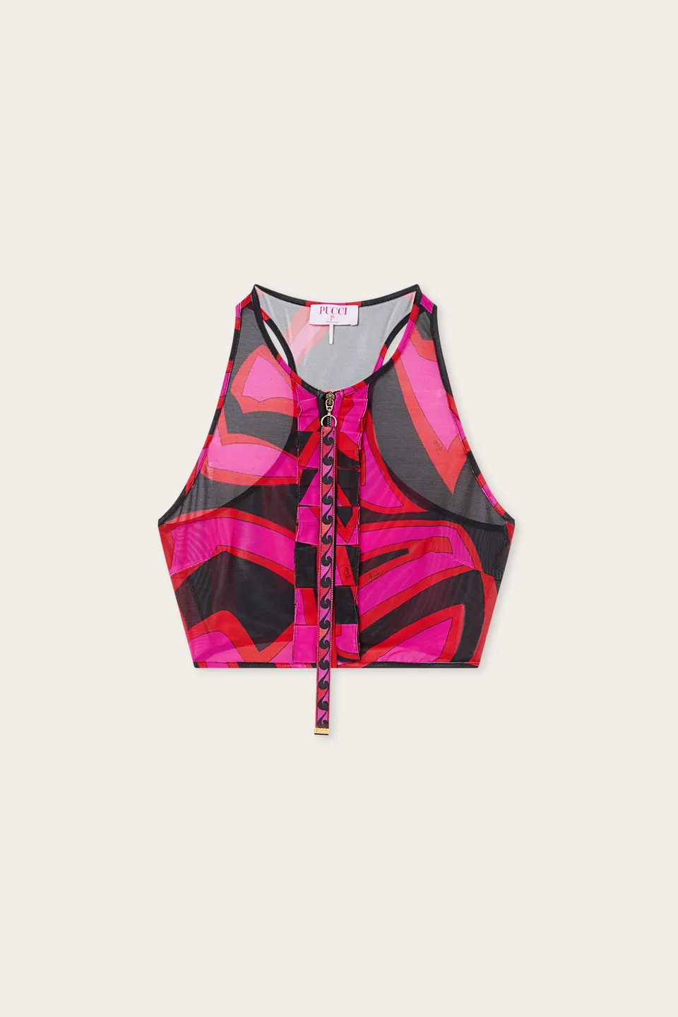 Emilio Pucci Top Volant Labirinto top femme fuchsia/noir