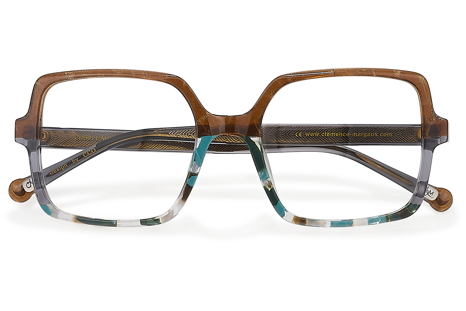 Clémence & Margaux L'Amusante lunettes de vue brun pailleté bleu