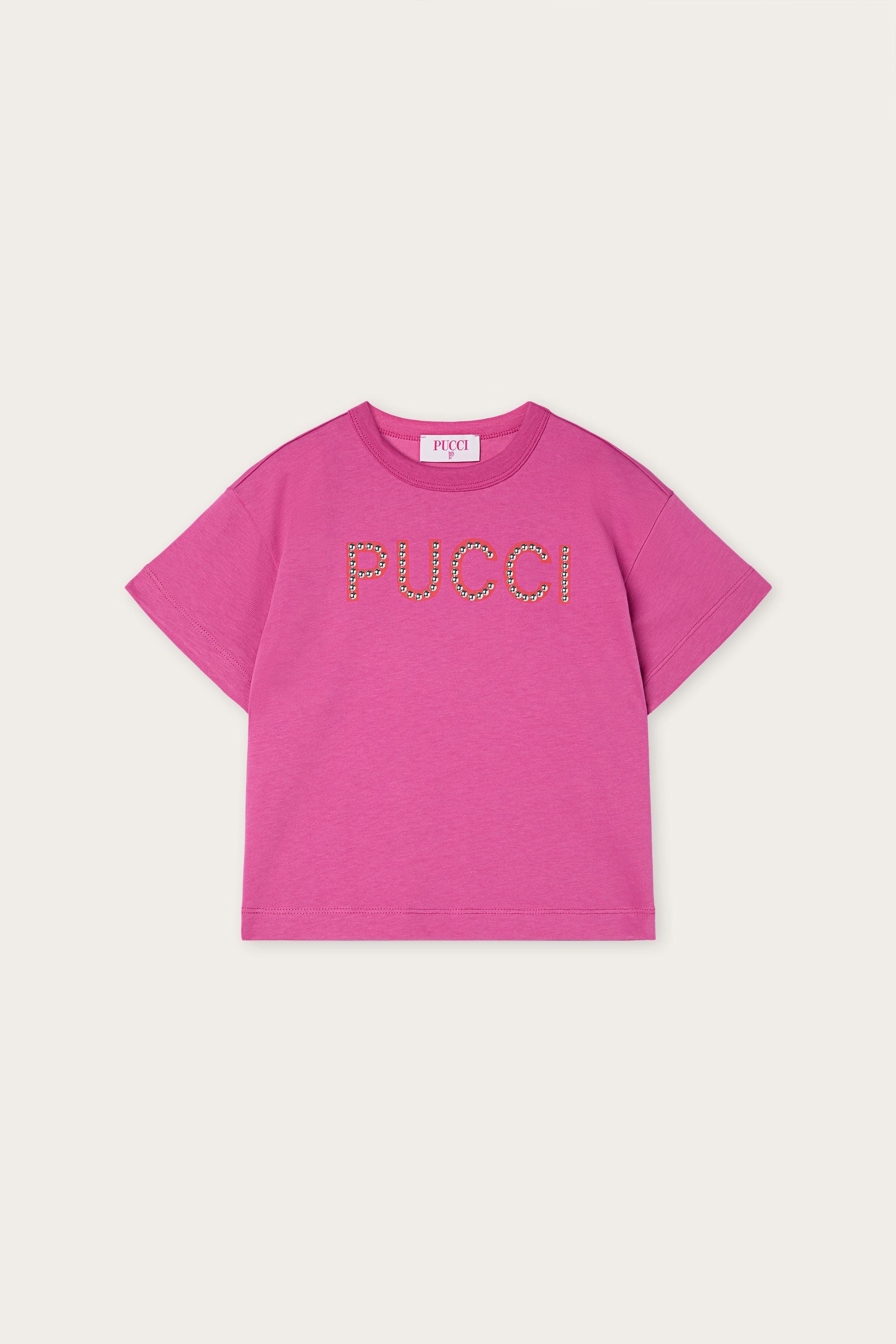 Emilio Pucci Junior T-shirt Logo coton bio violet fuchsia
