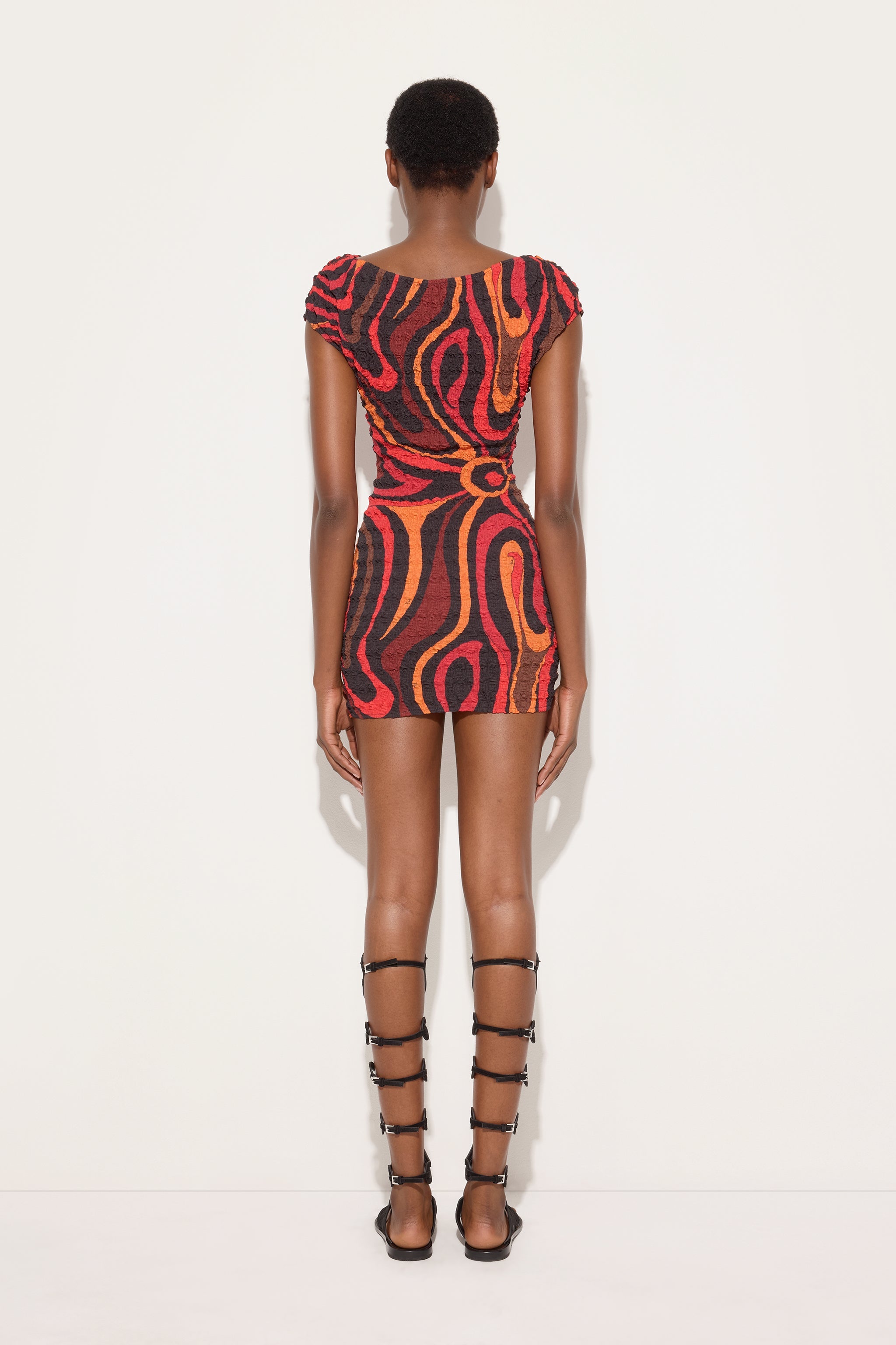 Emilio Pucci Abito Shibori robe courte orange/noir marbre