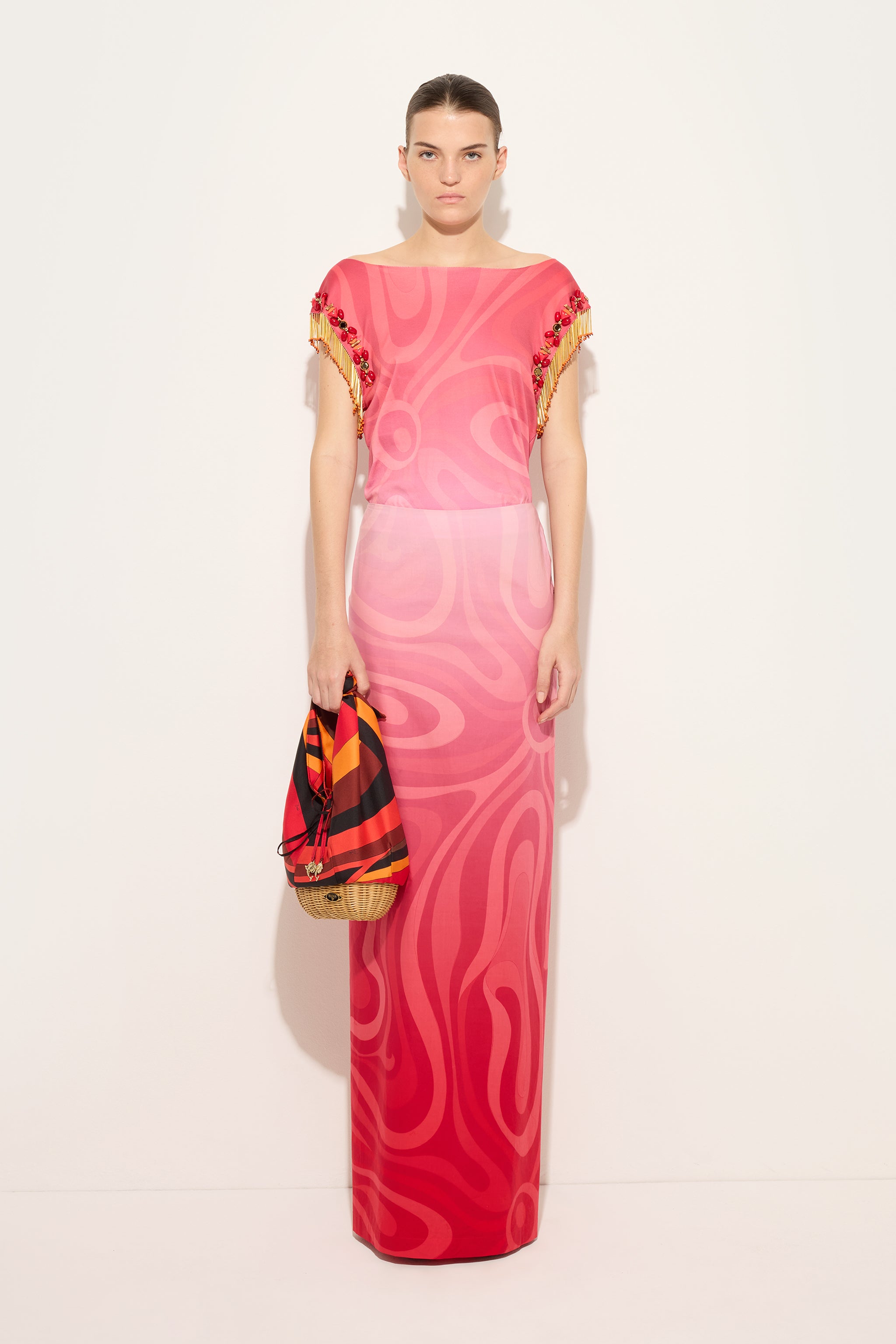 Emilio Pucci Marmo Jupe longue coton dégradé
