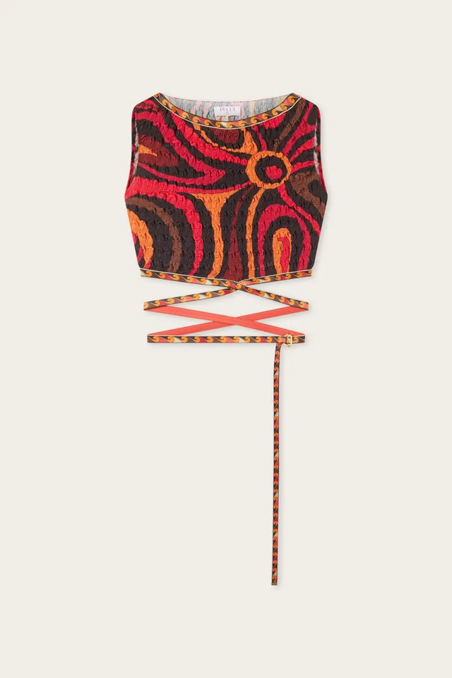 Emilio Pucci Marmo top femme orange noir shibori 100% polyester