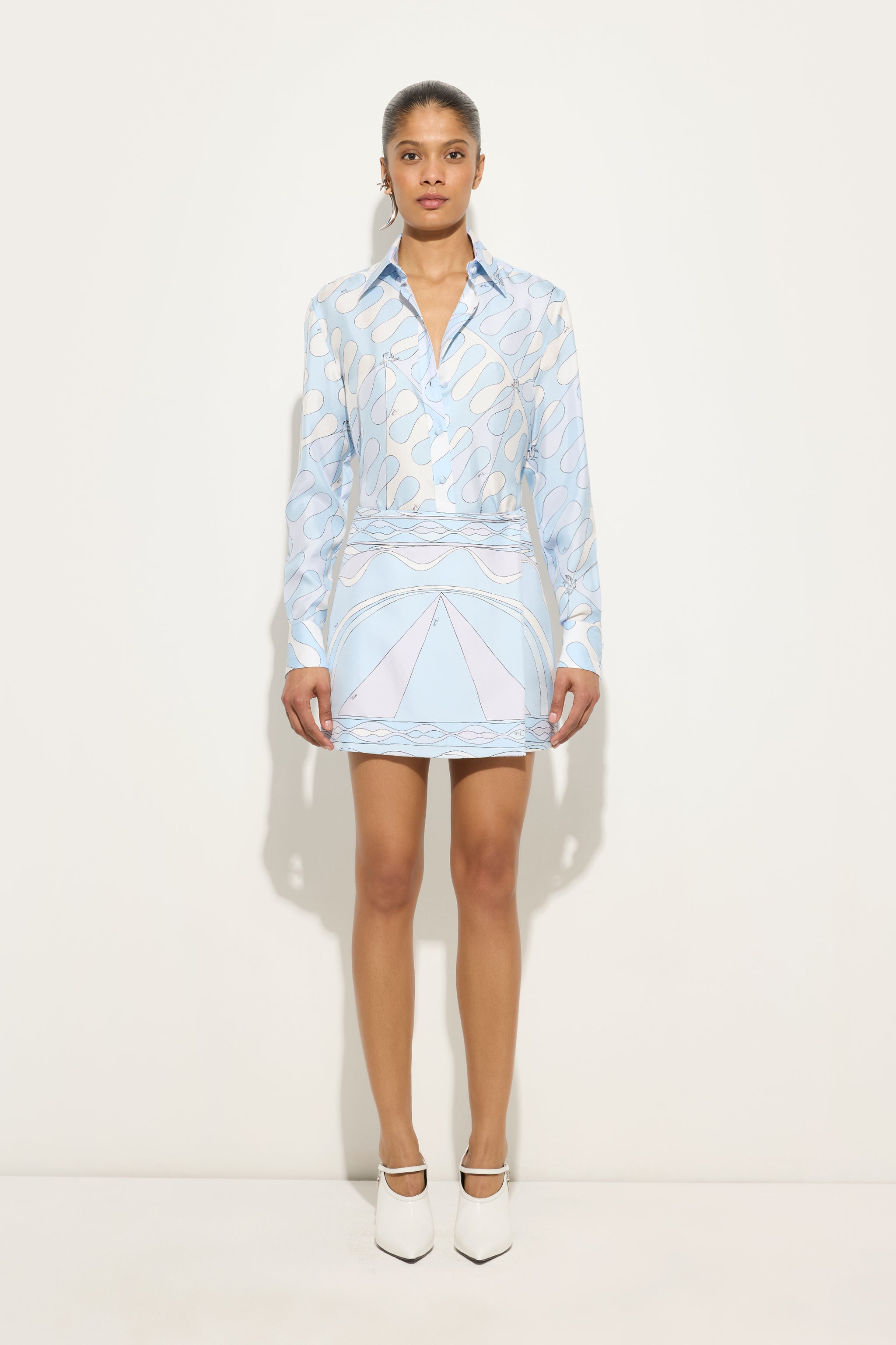 Emilio Pucci Dune Jupe portefeuille soie bleu clair
