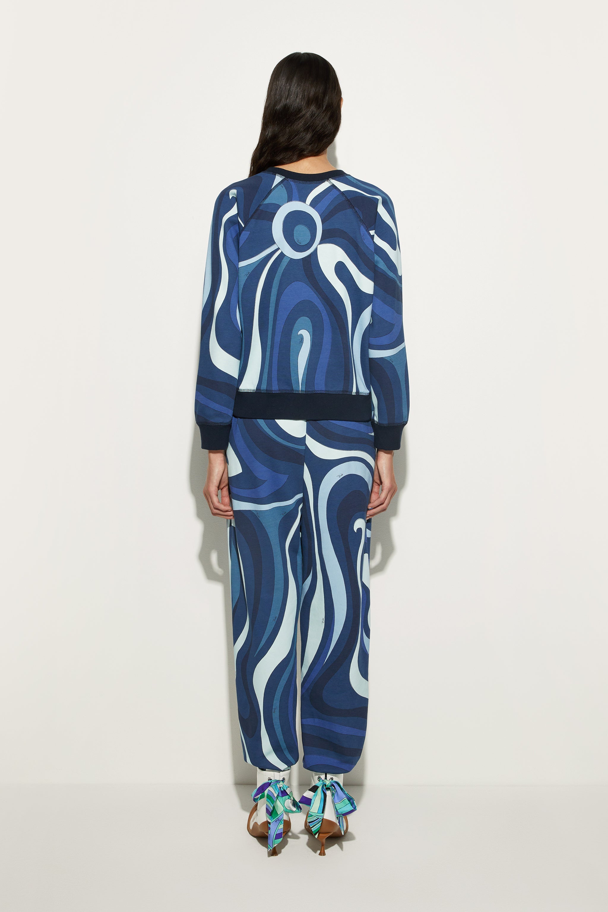 Emilio Pucci Stampa Marmo sweat indigo femme pile