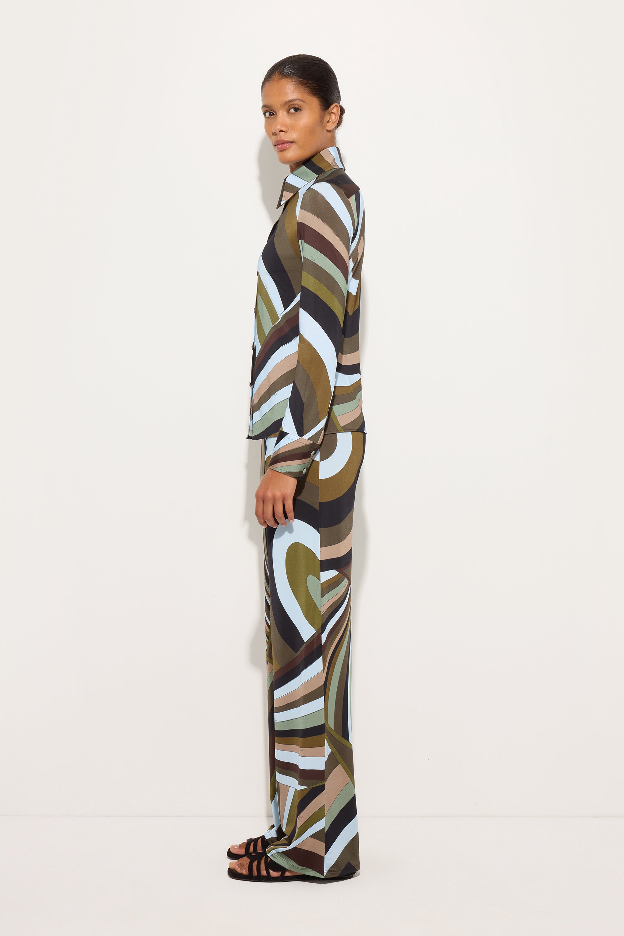 Emilio Pucci Iride pantalon kaki bleu taille 38 satin