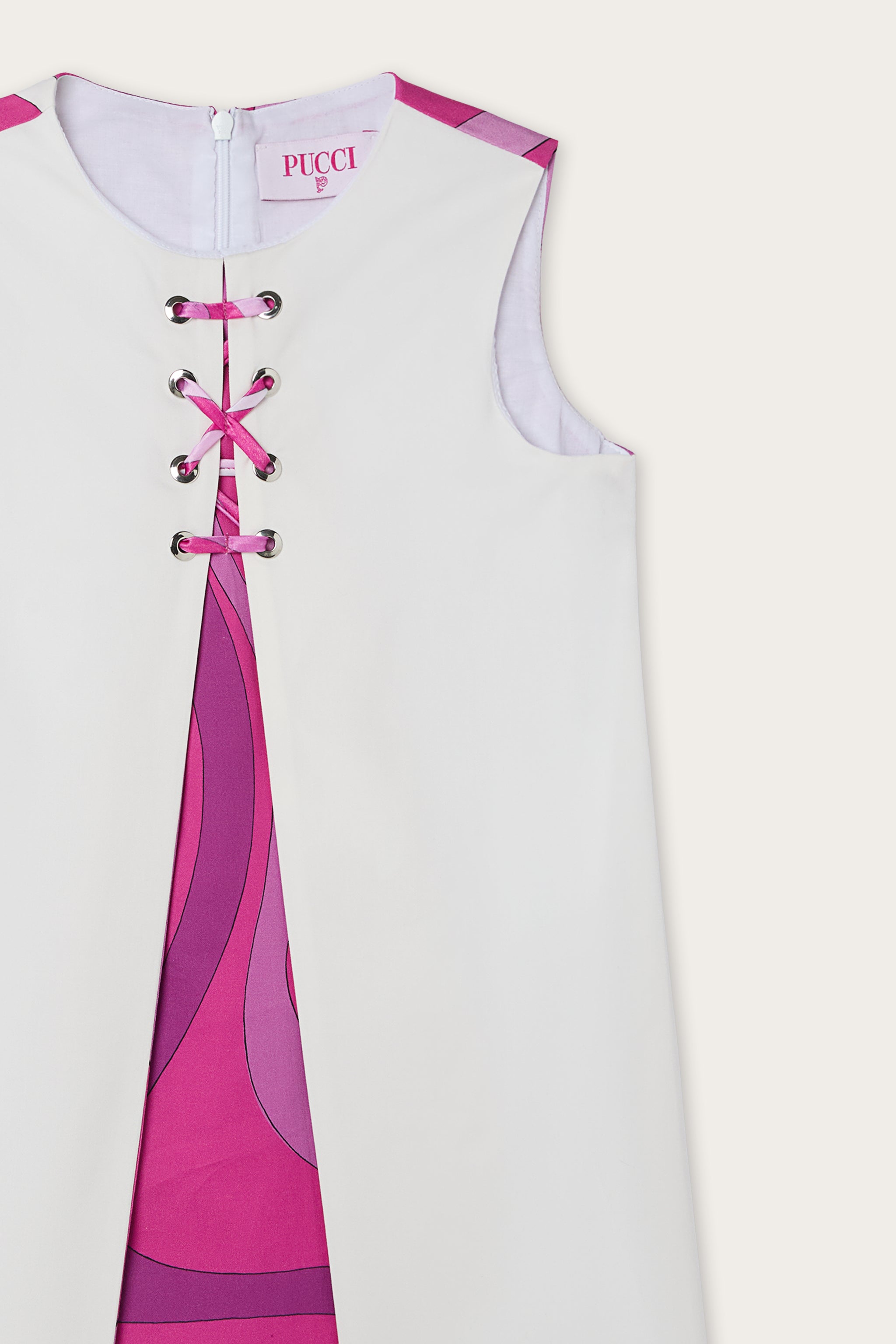 Emilio Pucci robe fille blanc fuchsia gabardine coton