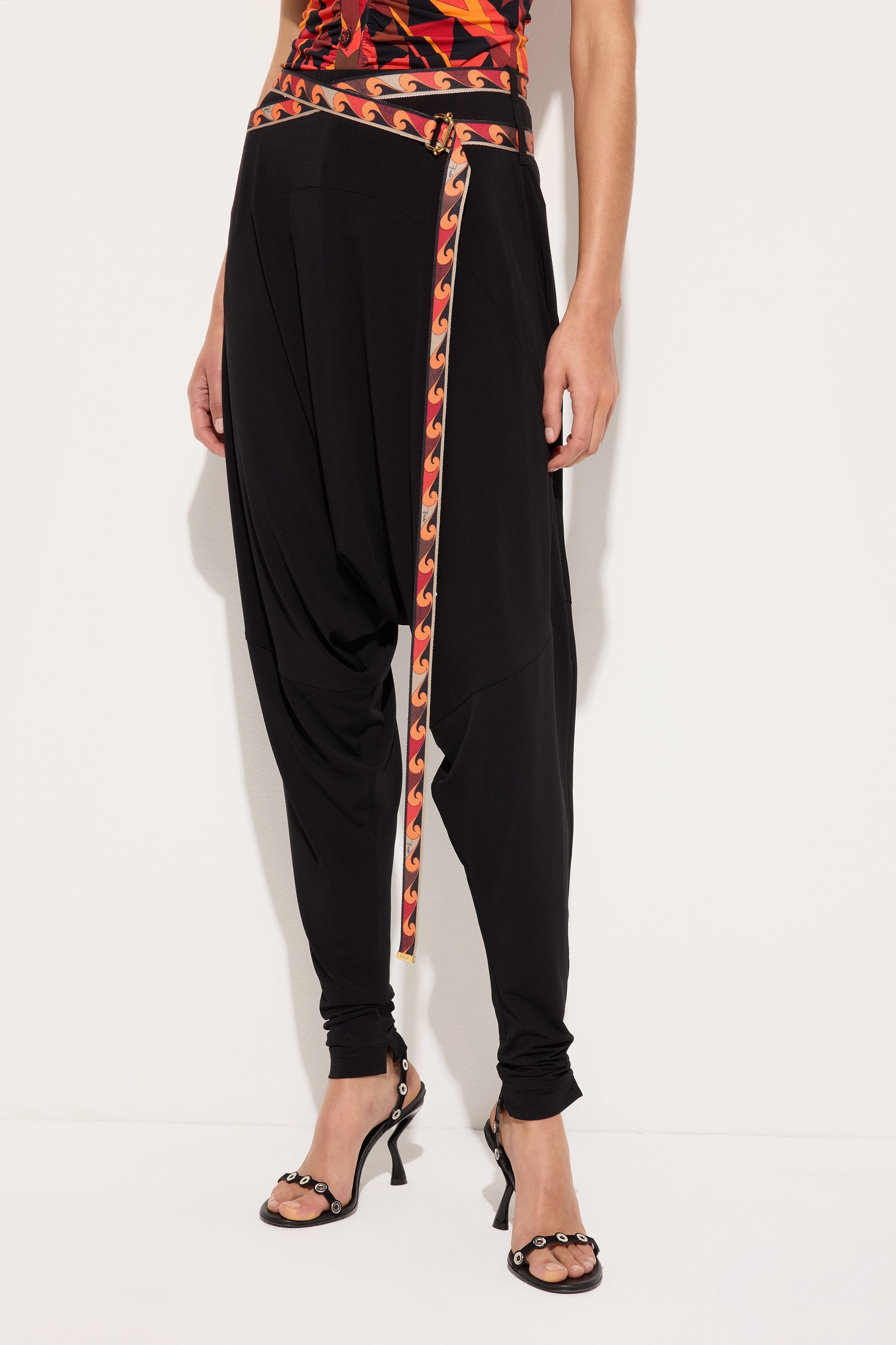 Emilio Pucci pantalon fluide noir viscose ceinture