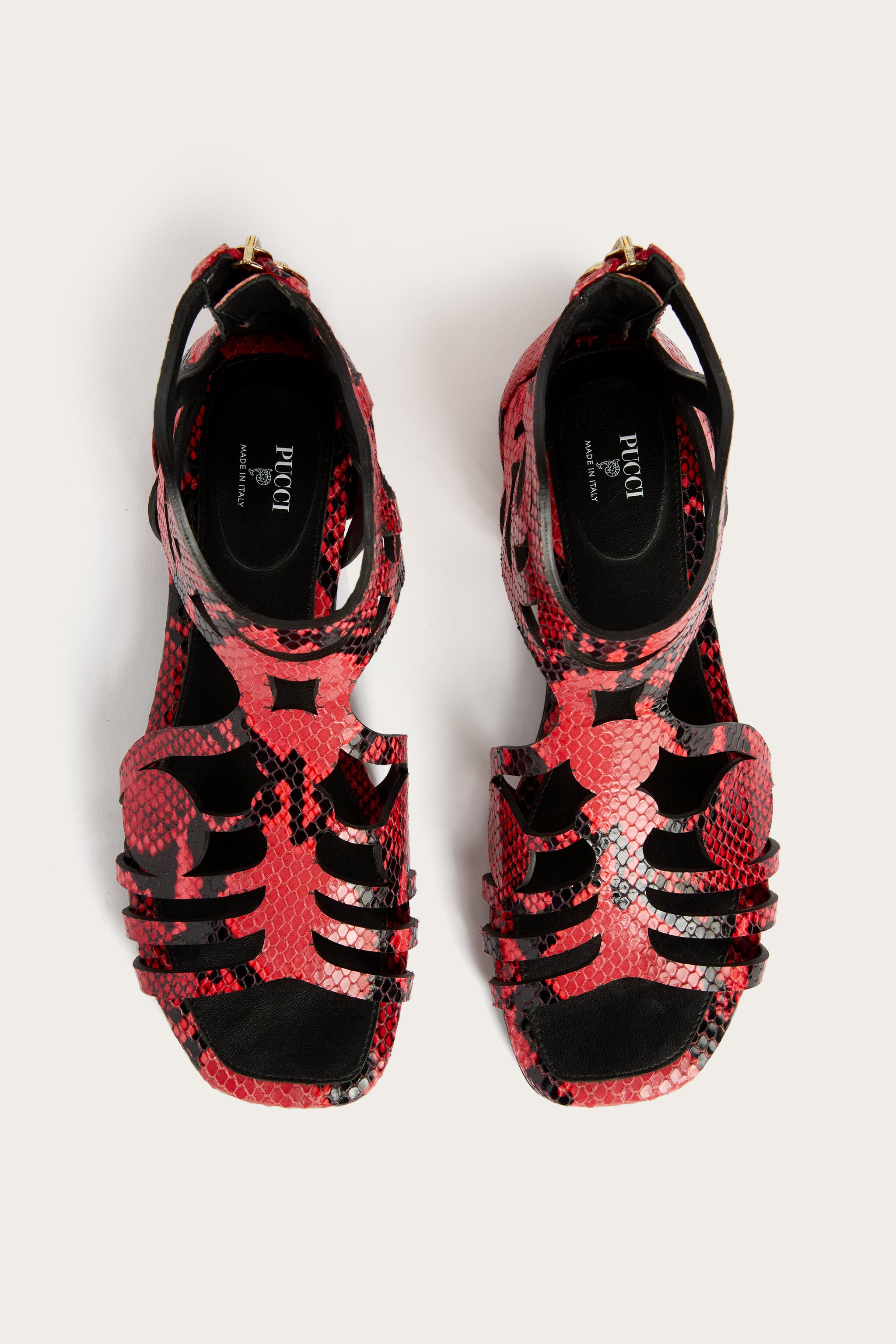 Emilio Pucci sandales gladiateur orange cuir python