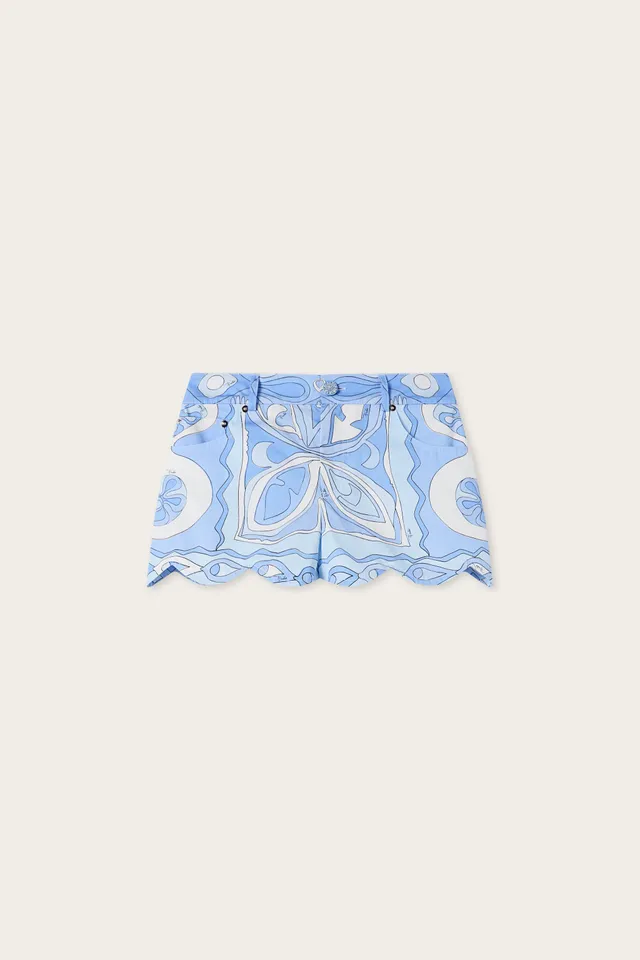 Emilio Pucci Angoli short femme bleu clair coton 38
