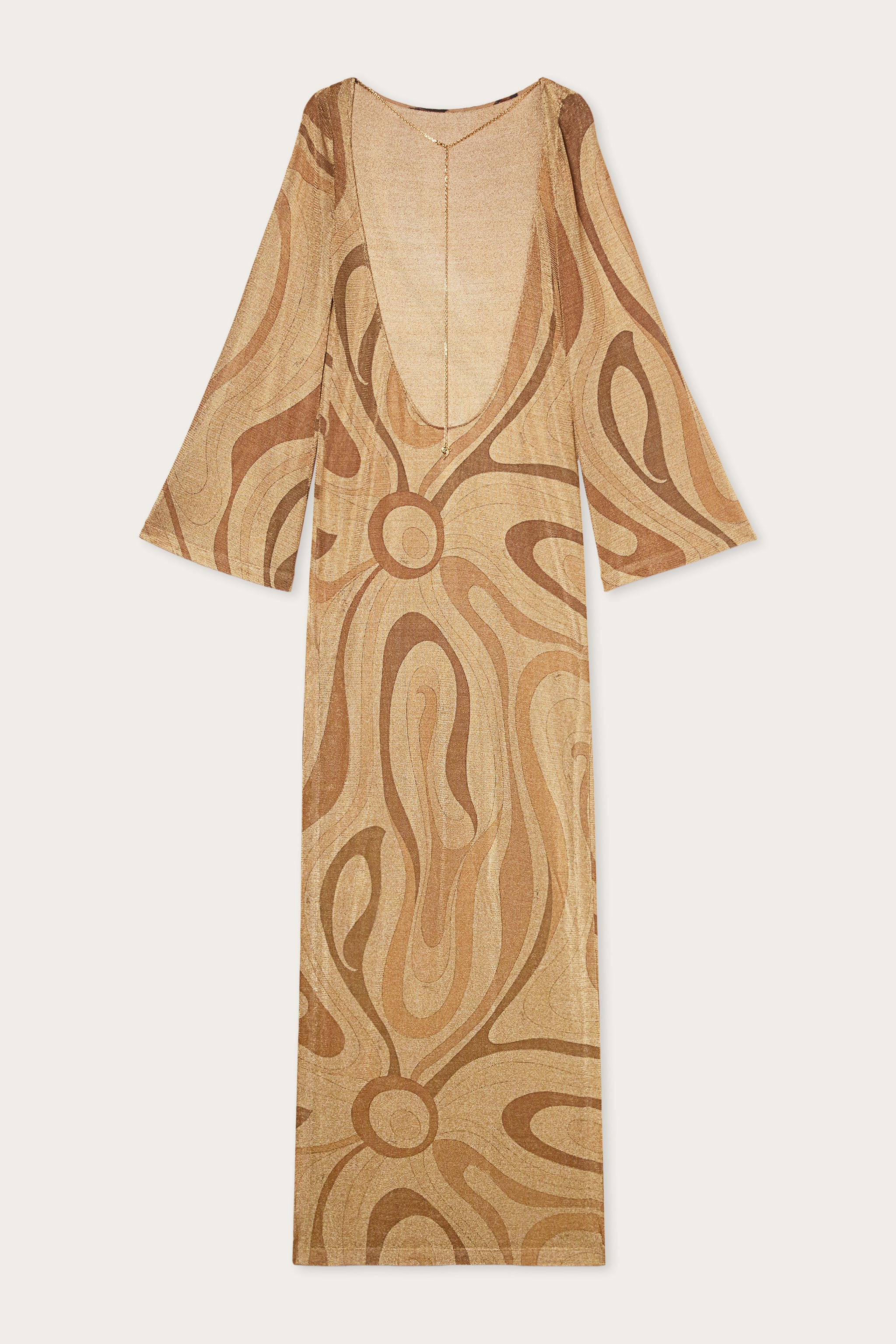 Emilio Pucci Lamé robe longue dorée or 38 manches longues