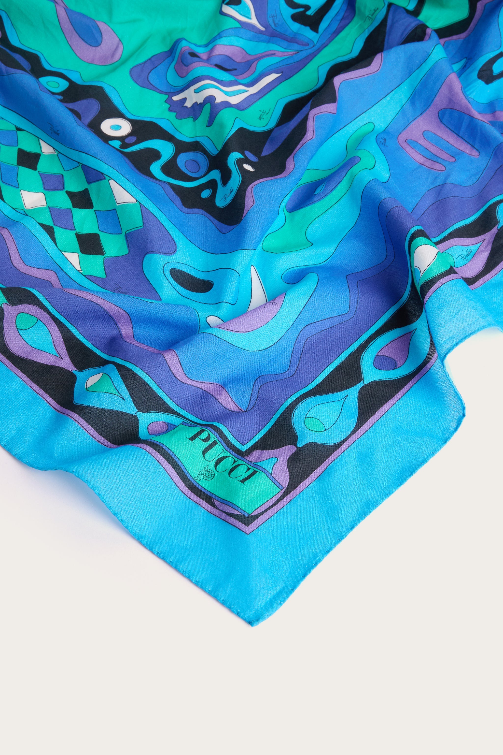Emilio Pucci Pareo Angoli pareo coton turquoise bleu