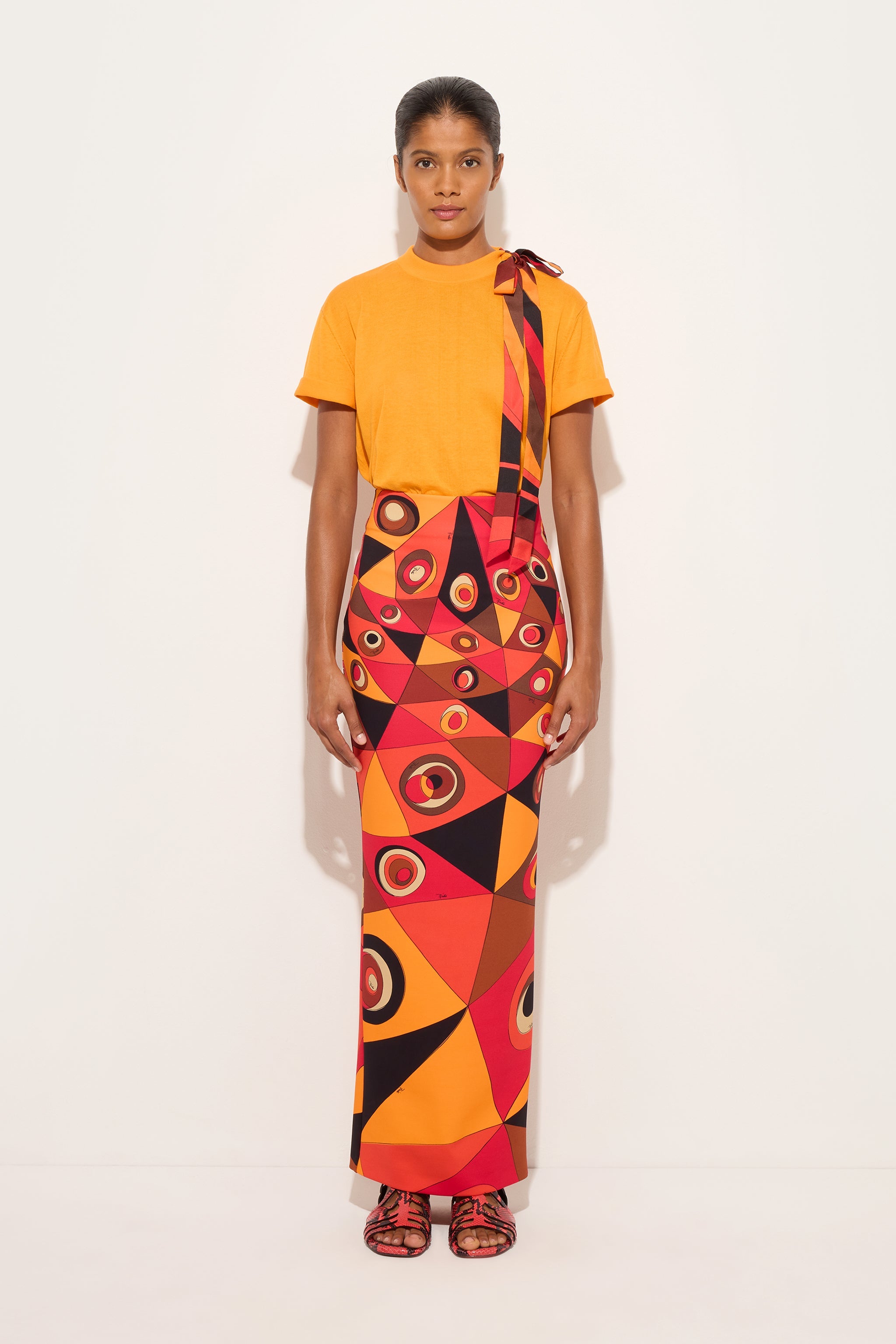 Emilio Pucci t-shirt foulard mandarino coton soie