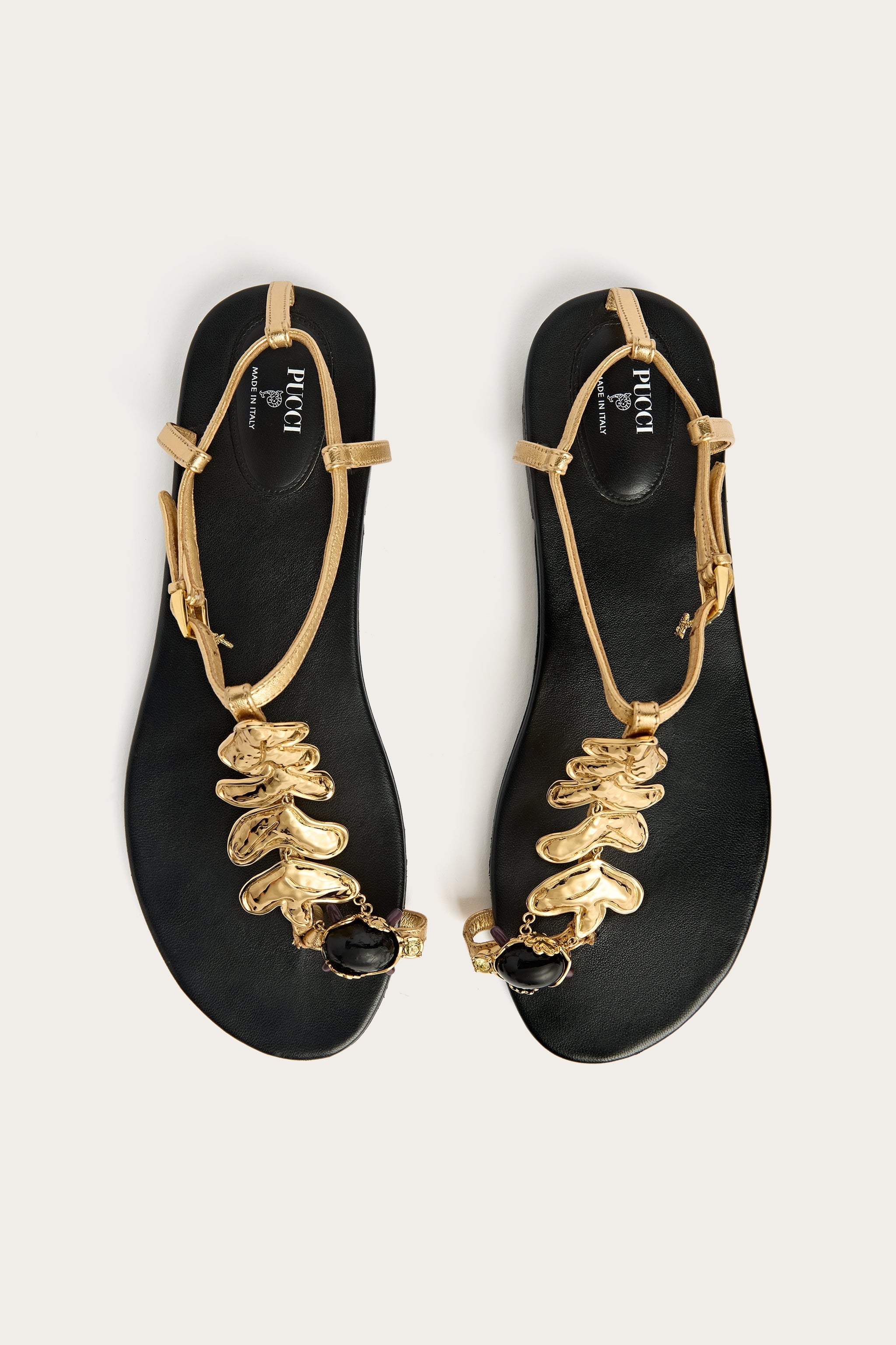 Emilio Pucci Sandales Gioiello Nappa Femme Or Feuille