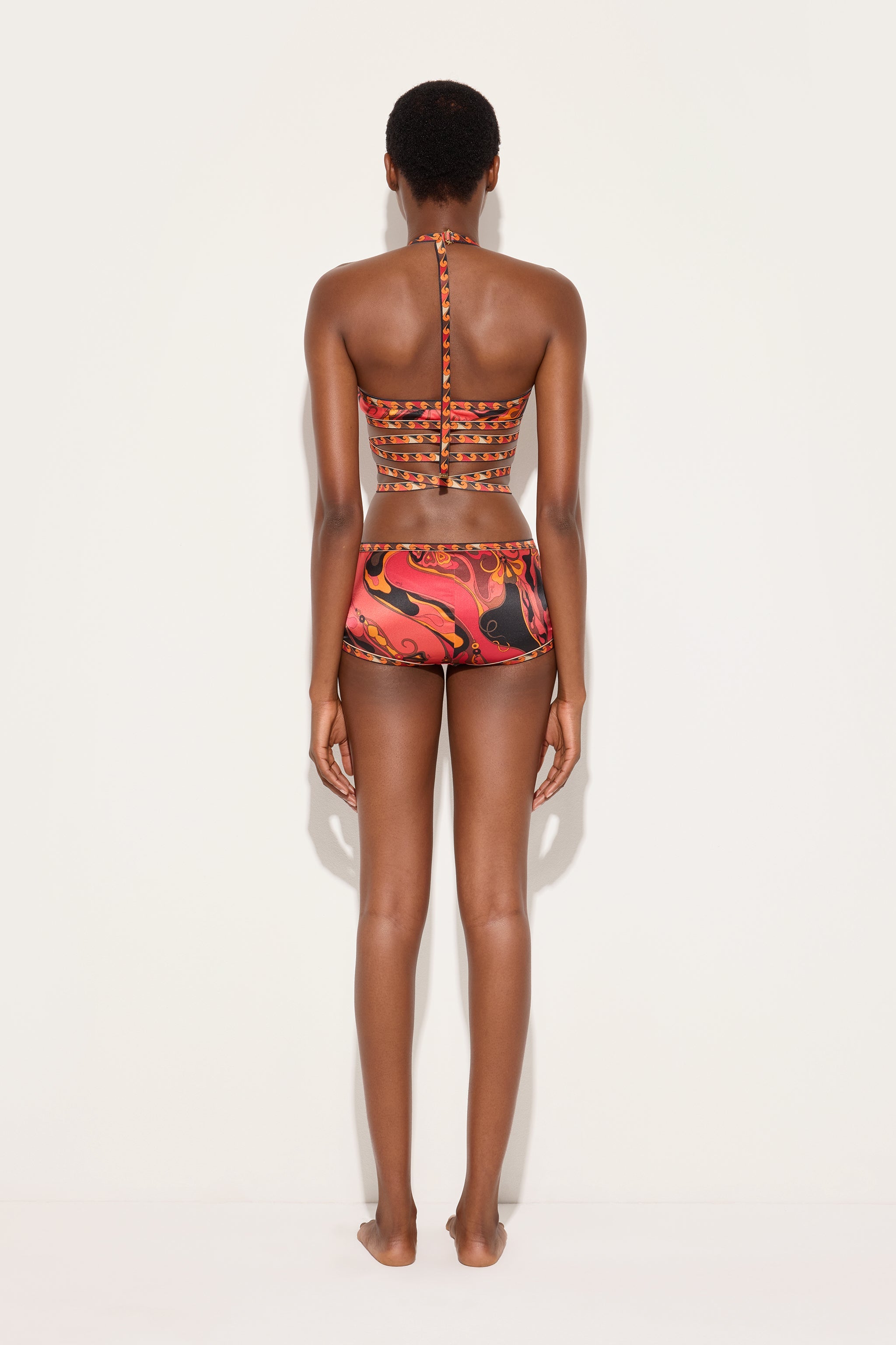 Emilio Pucci Orchidee Haut en soie orange/noir