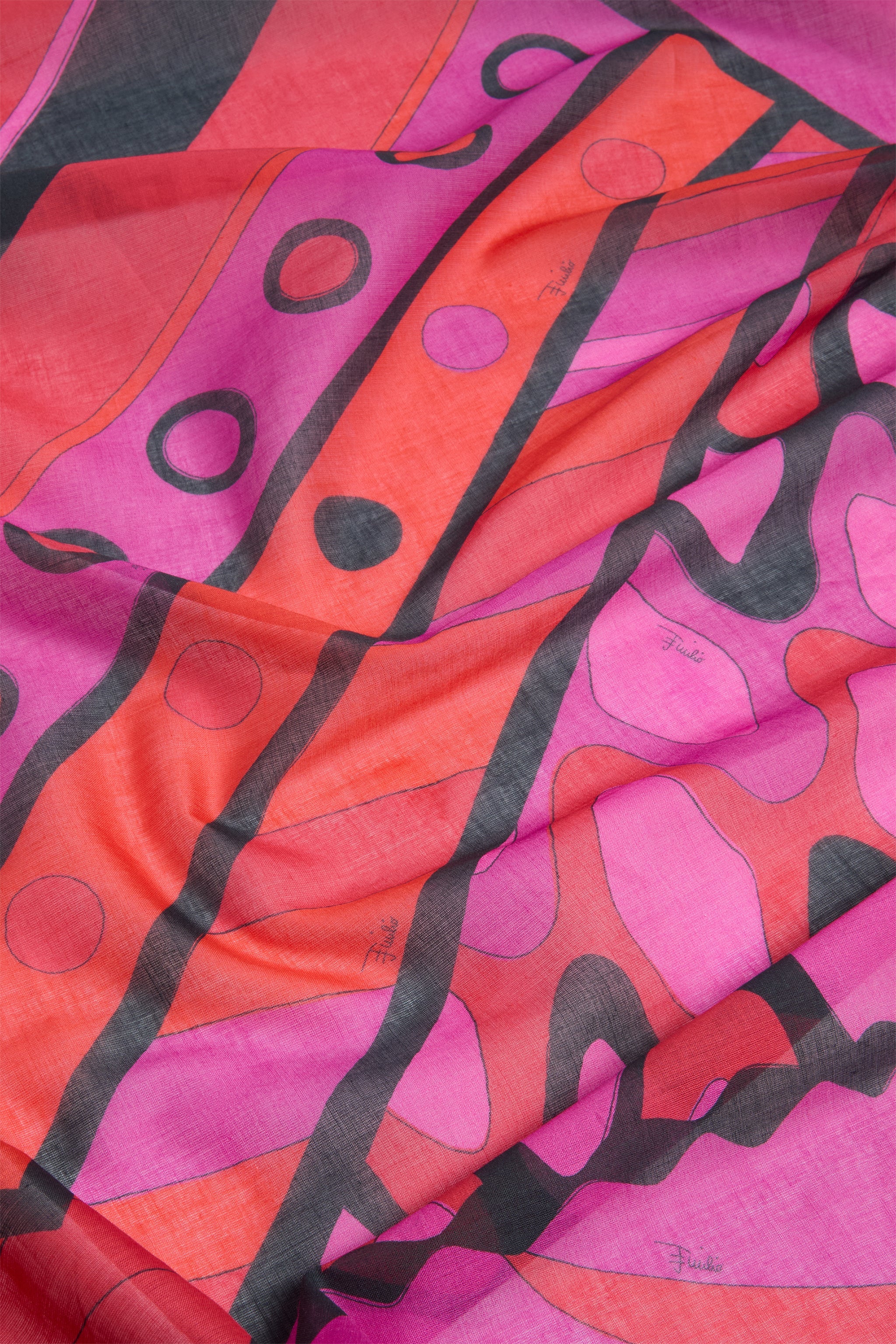 Emilio Pucci SARONG 6HPD156H975P68 paréo coton fuchsia noir