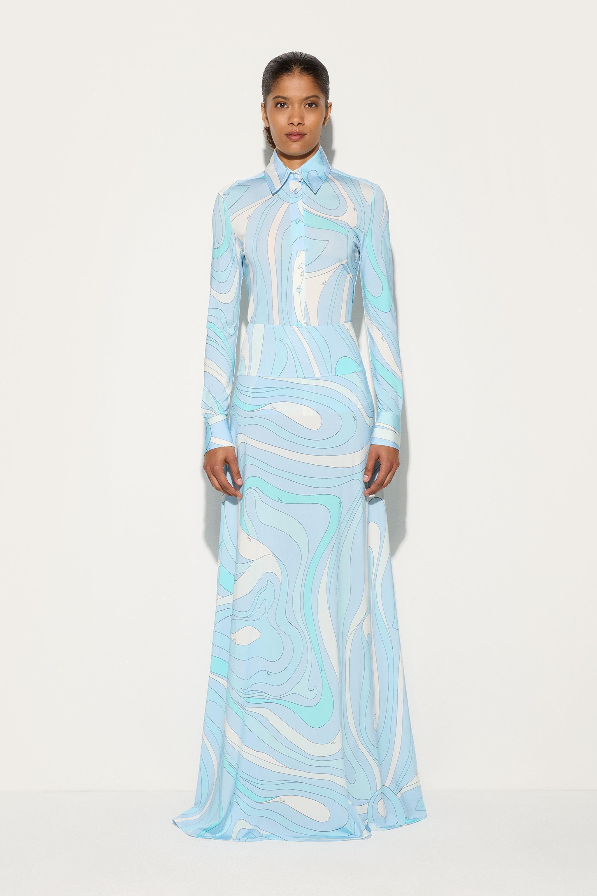 Emilio Pucci Skirts jupe longue aqua jersey satin
