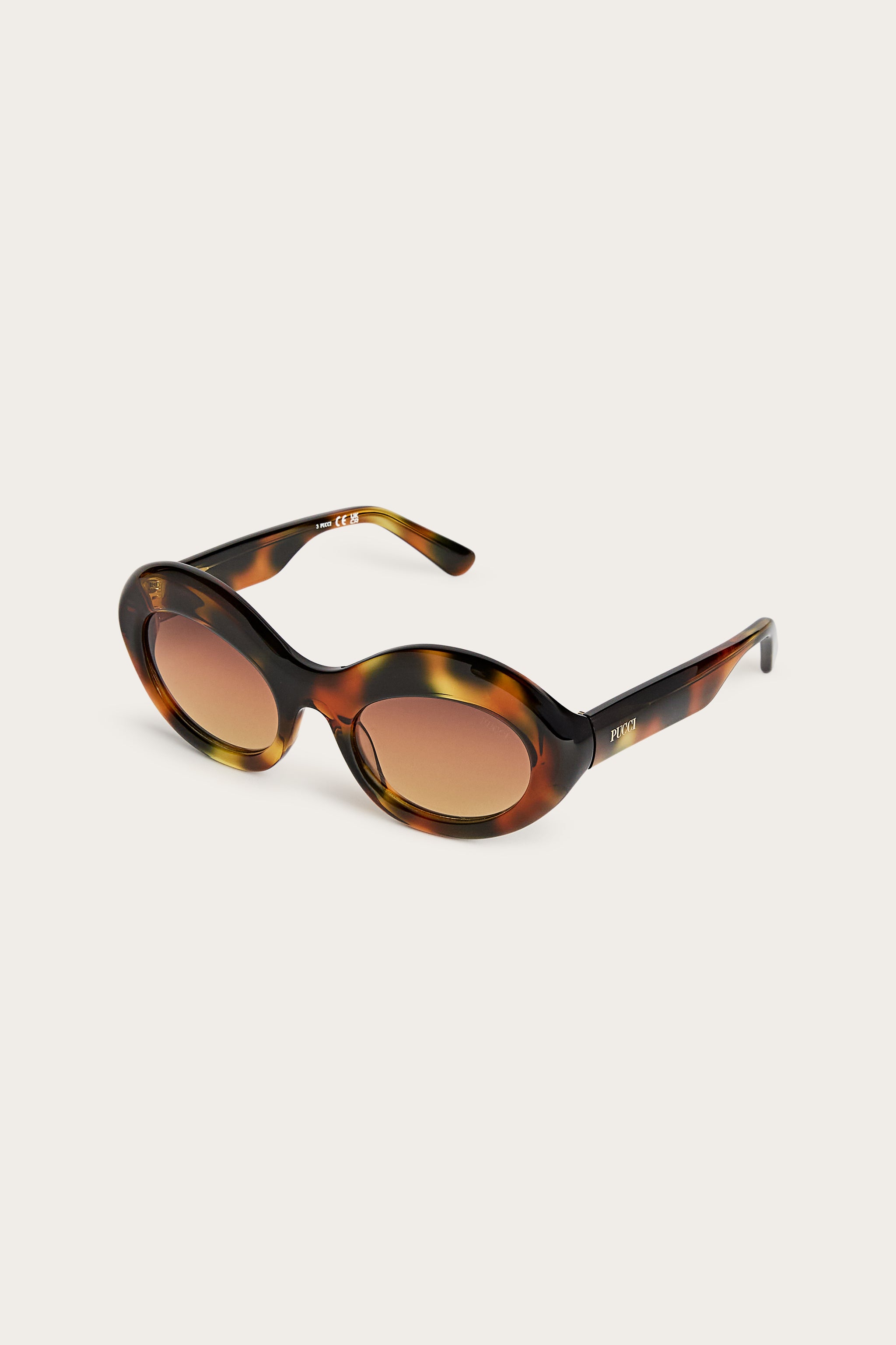 Emilio Pucci Ovali lunettes de soleil havana marron