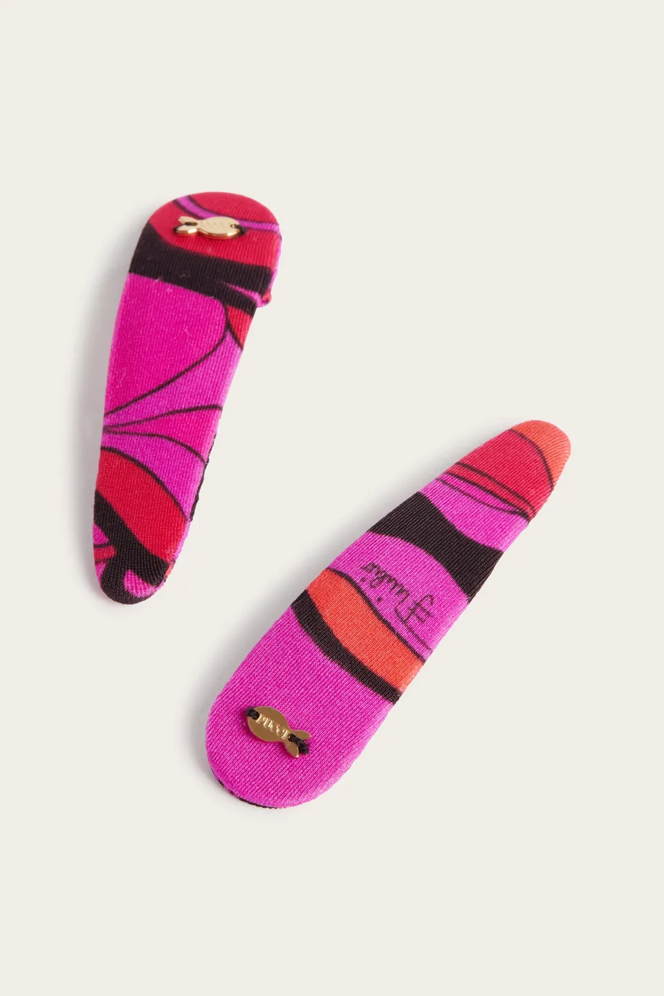 Emilio Pucci Barrettes cheveux fuchsia/noir lot 2