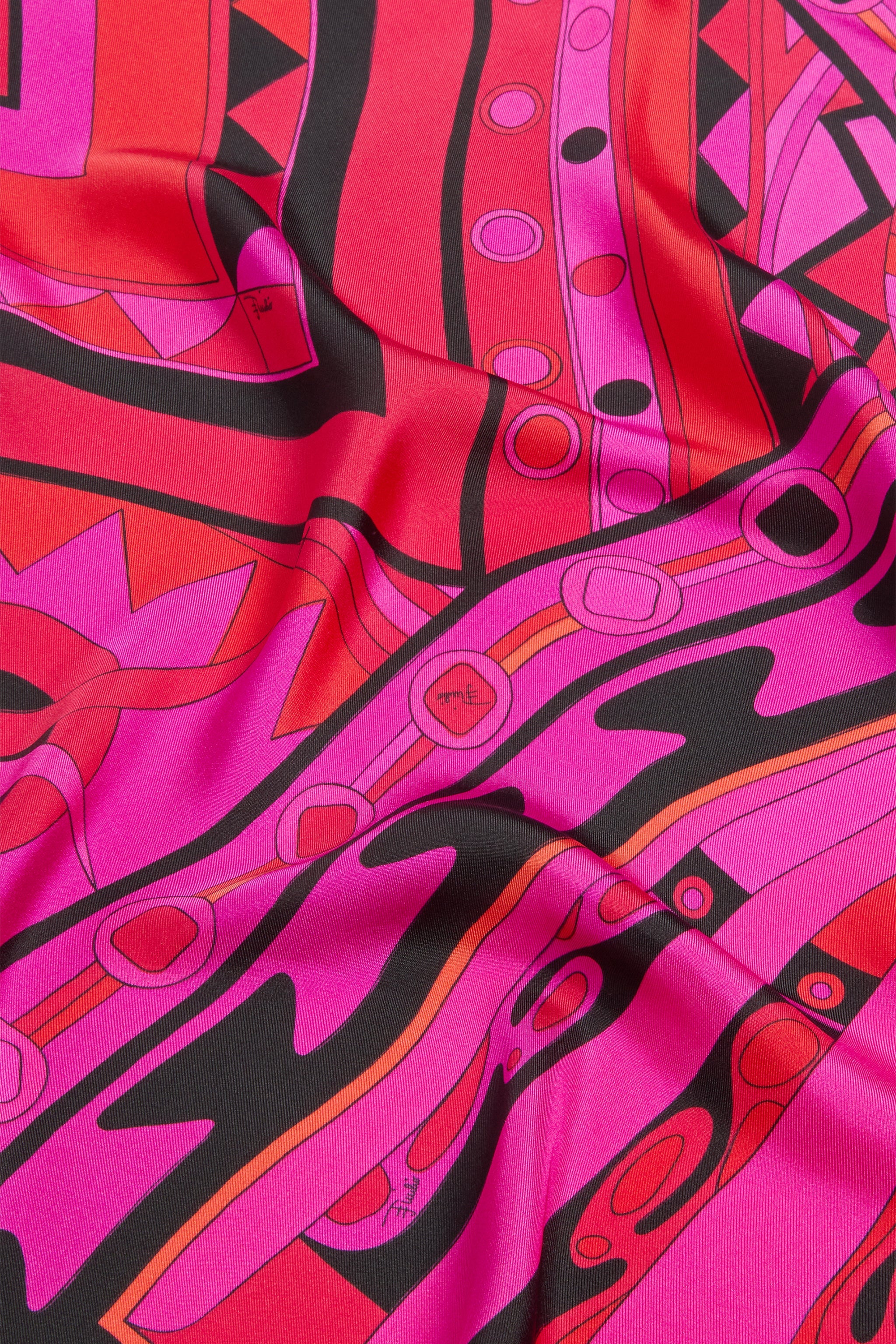 Emilio Pucci étole soie mix imprimés fuchsia noir