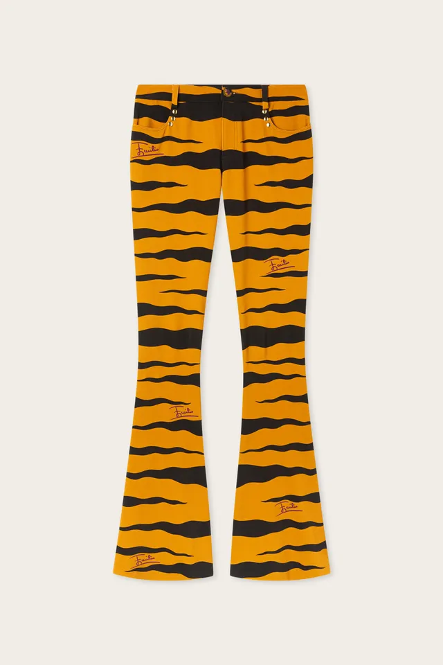 Emilio Pucci Fiamme pantalon bootcut noir or polyamide