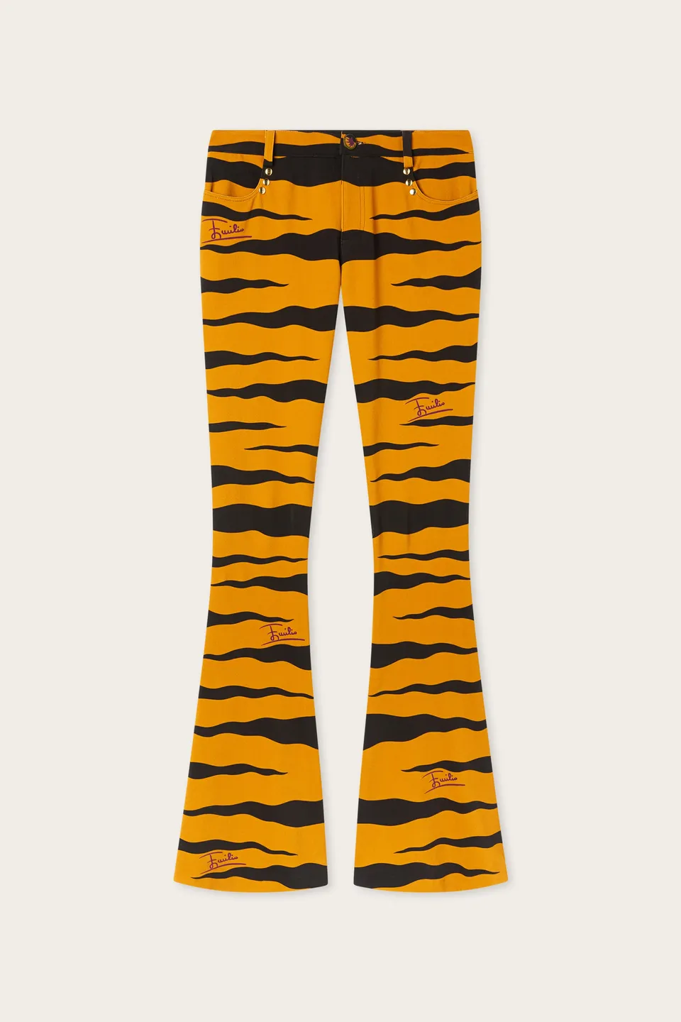 Emilio Pucci Fiamme pantalon bootcut noir or polyamide