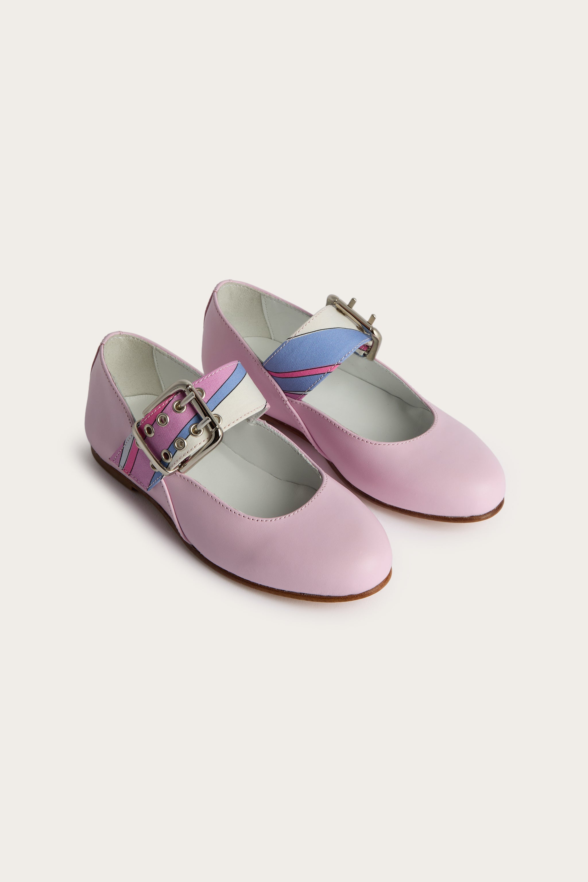 Emilio Pucci Ballerine Fille Cuir Rose Prune Bride