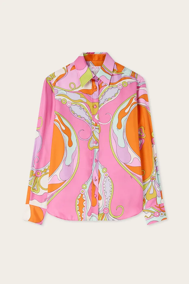 Emilio Pucci Orchidee chemise soie multicolore