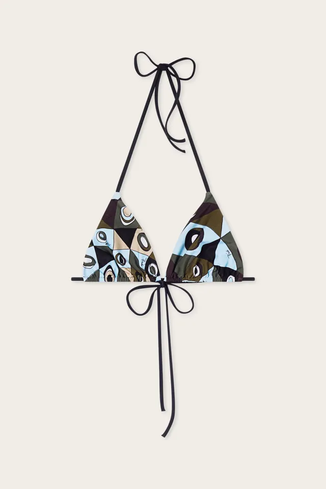 Emilio Pucci Occhi Haut Bikini Femme Kaki Bleu
