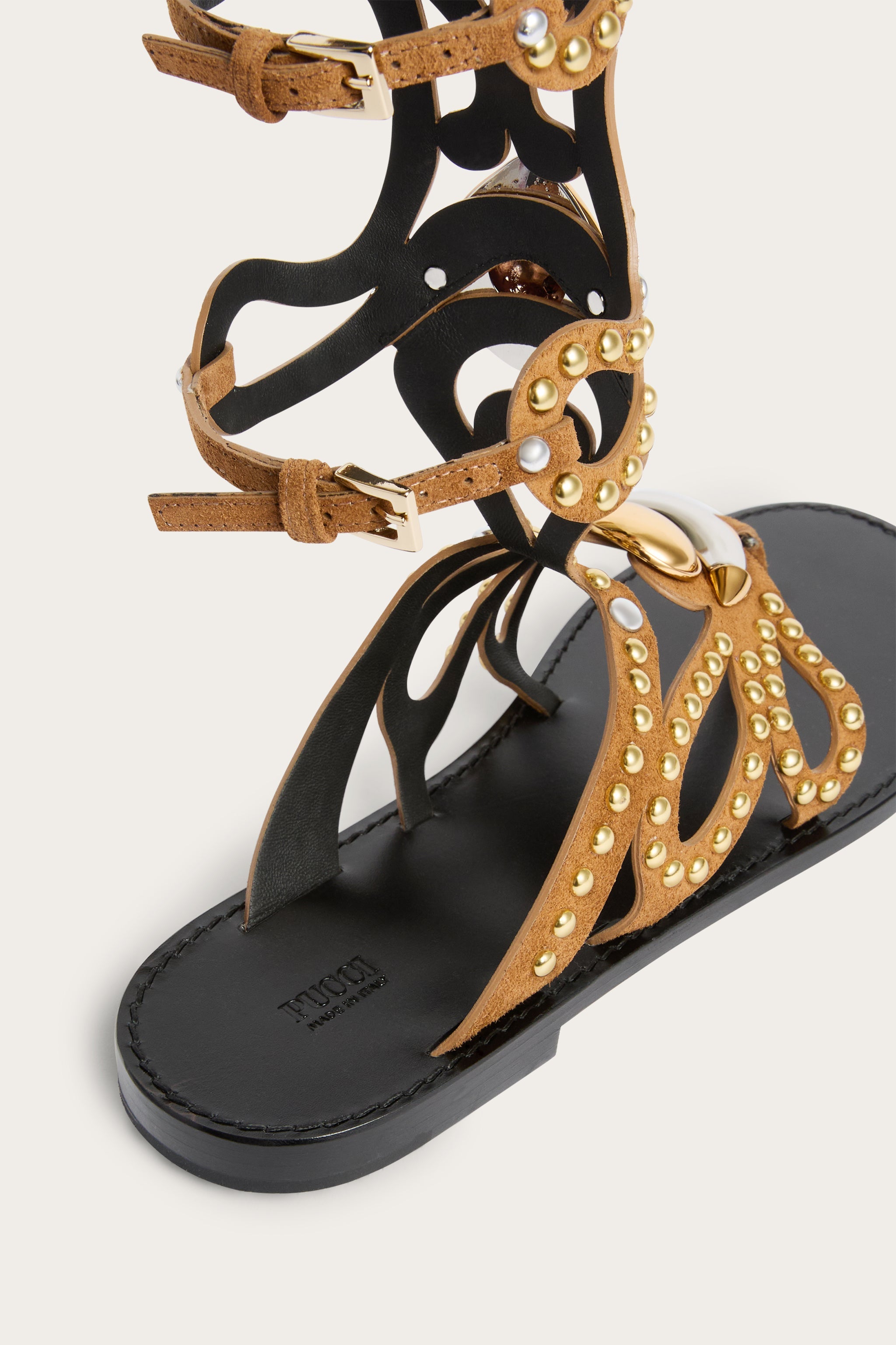 Emilio Pucci Gladiatore sandales cuir doré 37-41