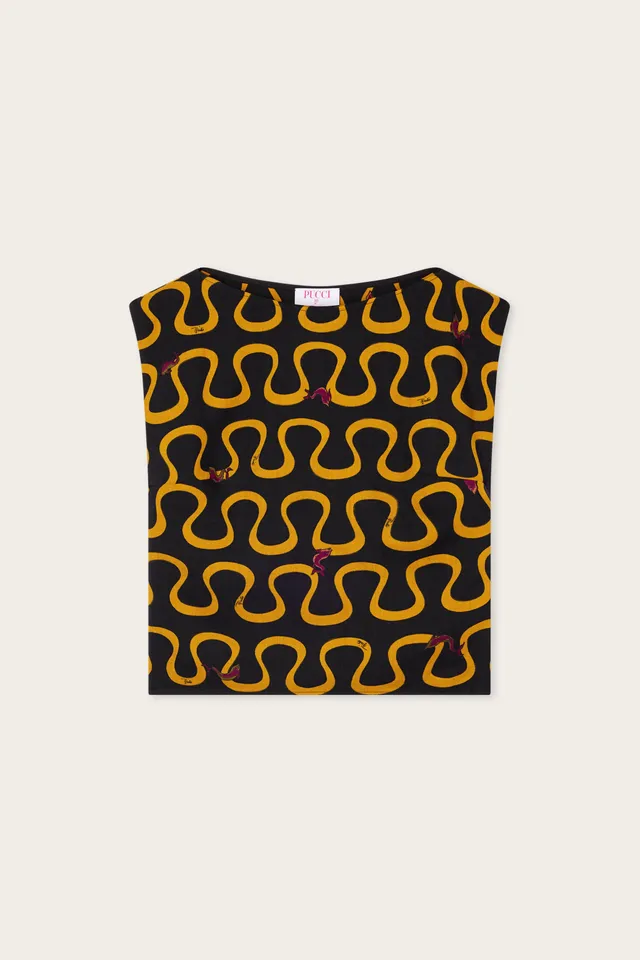 Emilio Pucci Top Onda haut laine noir or bordeaux