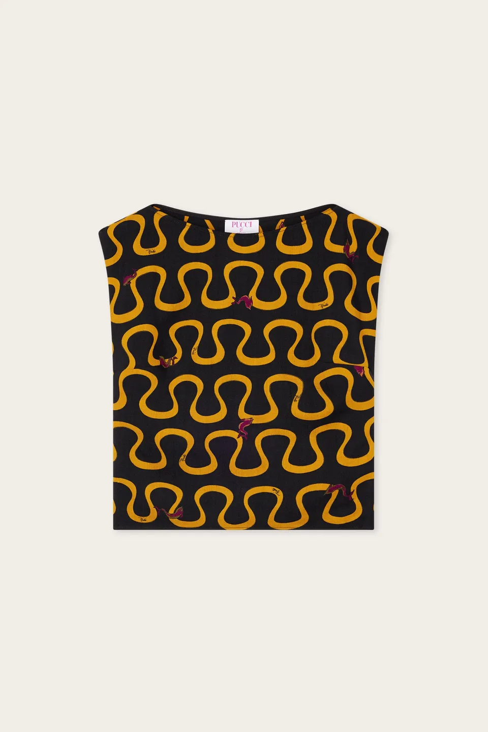 Emilio Pucci Top Onda haut laine noir or bordeaux
